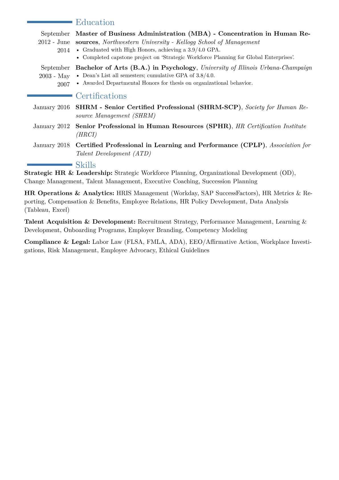 HR Business Partner Director Resume Example CV template - Page 2