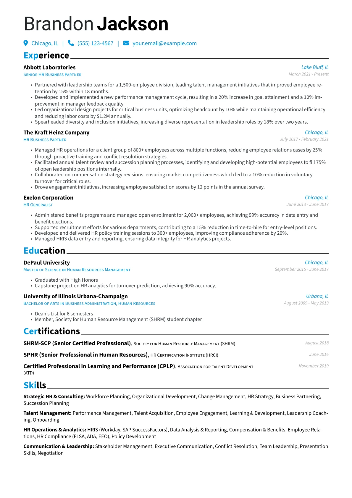 HR Business Partner Resume Example CV template - Page 1
