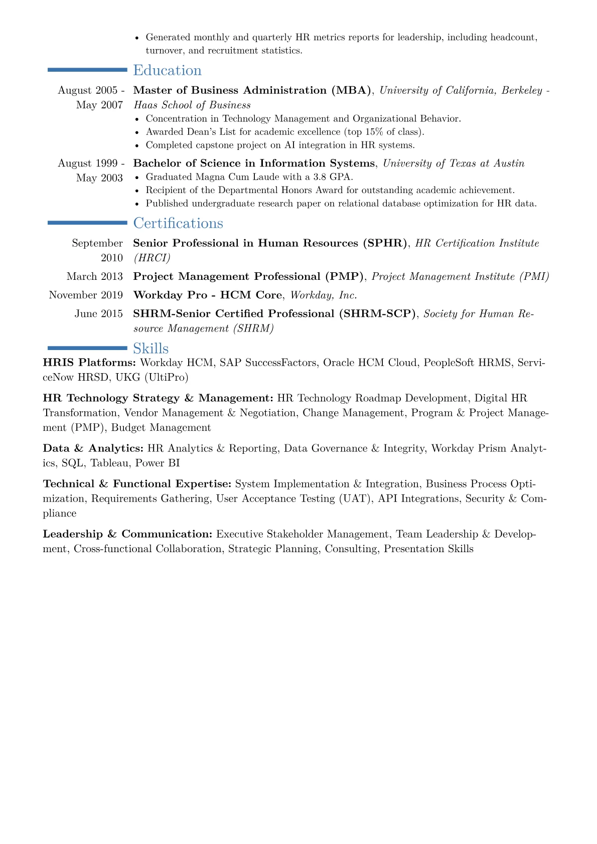 HR Technology Director Resume Example CV template - Page 2
