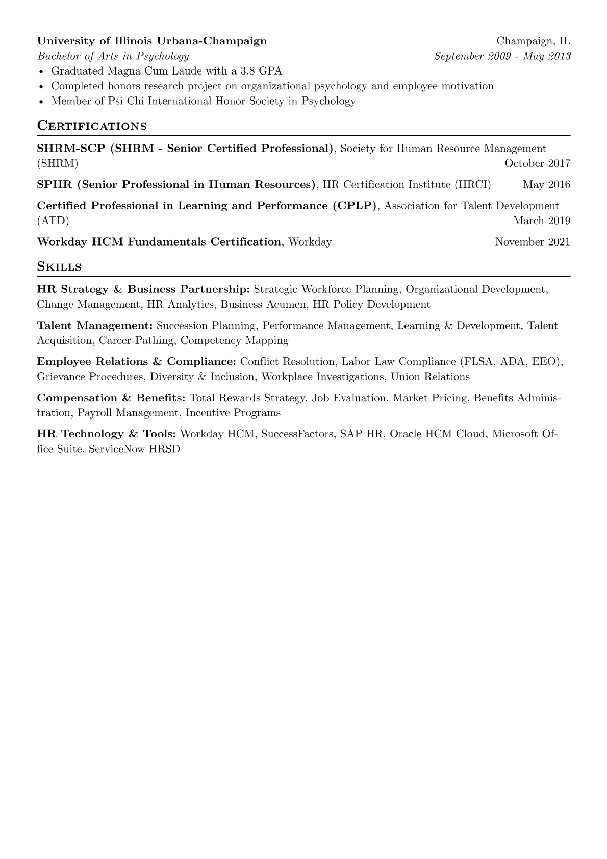 Human Resources Business Partner Resume Example CV template - Page 2