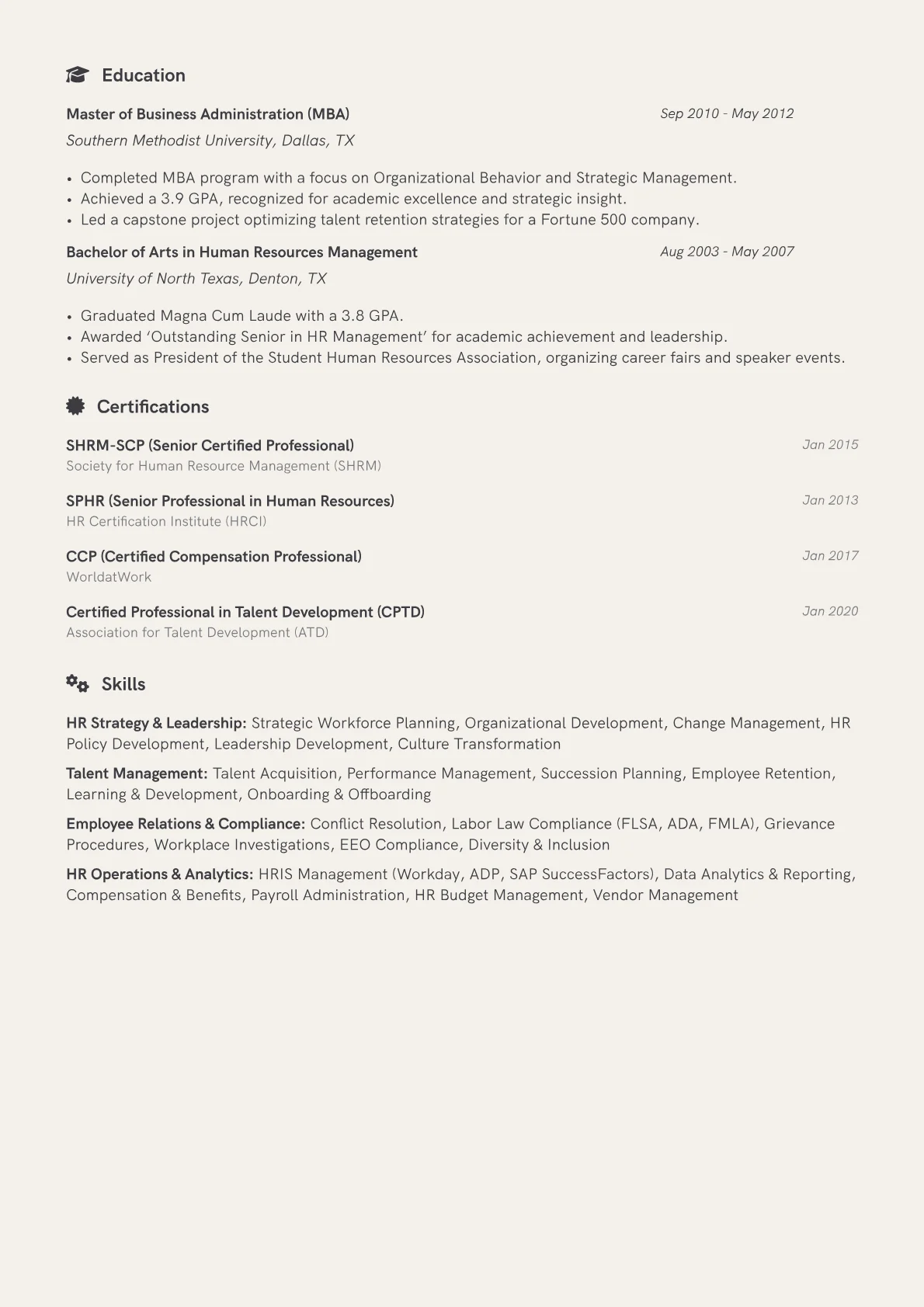 Human Resources Director Resume Example CV template - Page 2