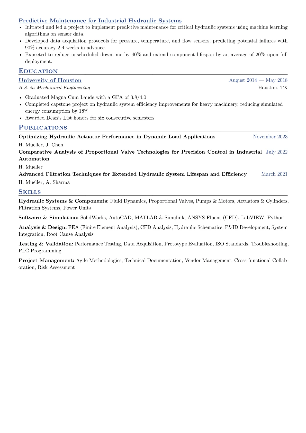 Hydraulic Engineer Resume Example CV template - Page 2