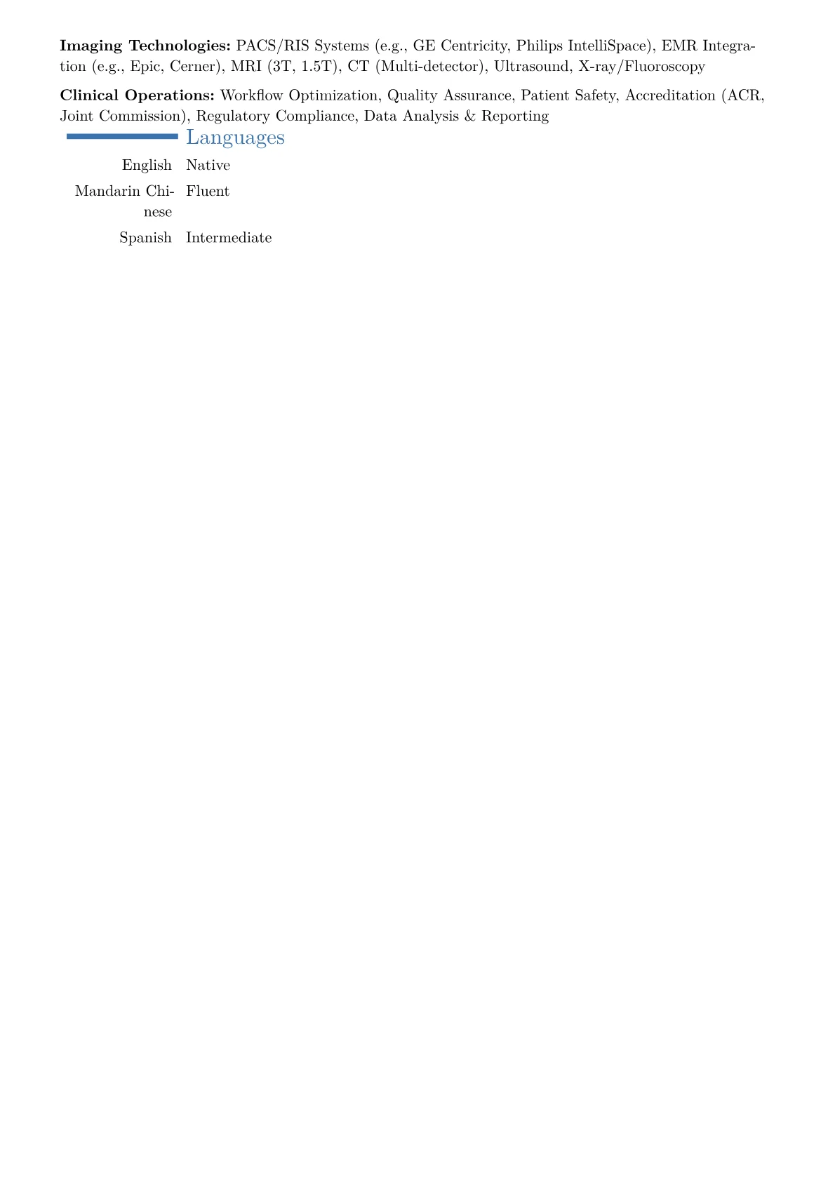 Imaging Director Resume Example CV template - Page 2