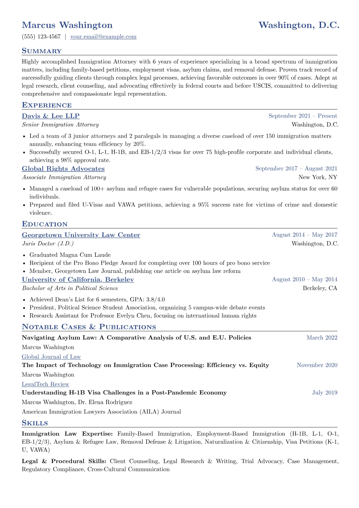 Immigration Attorney Resume Example CV template - Page 1