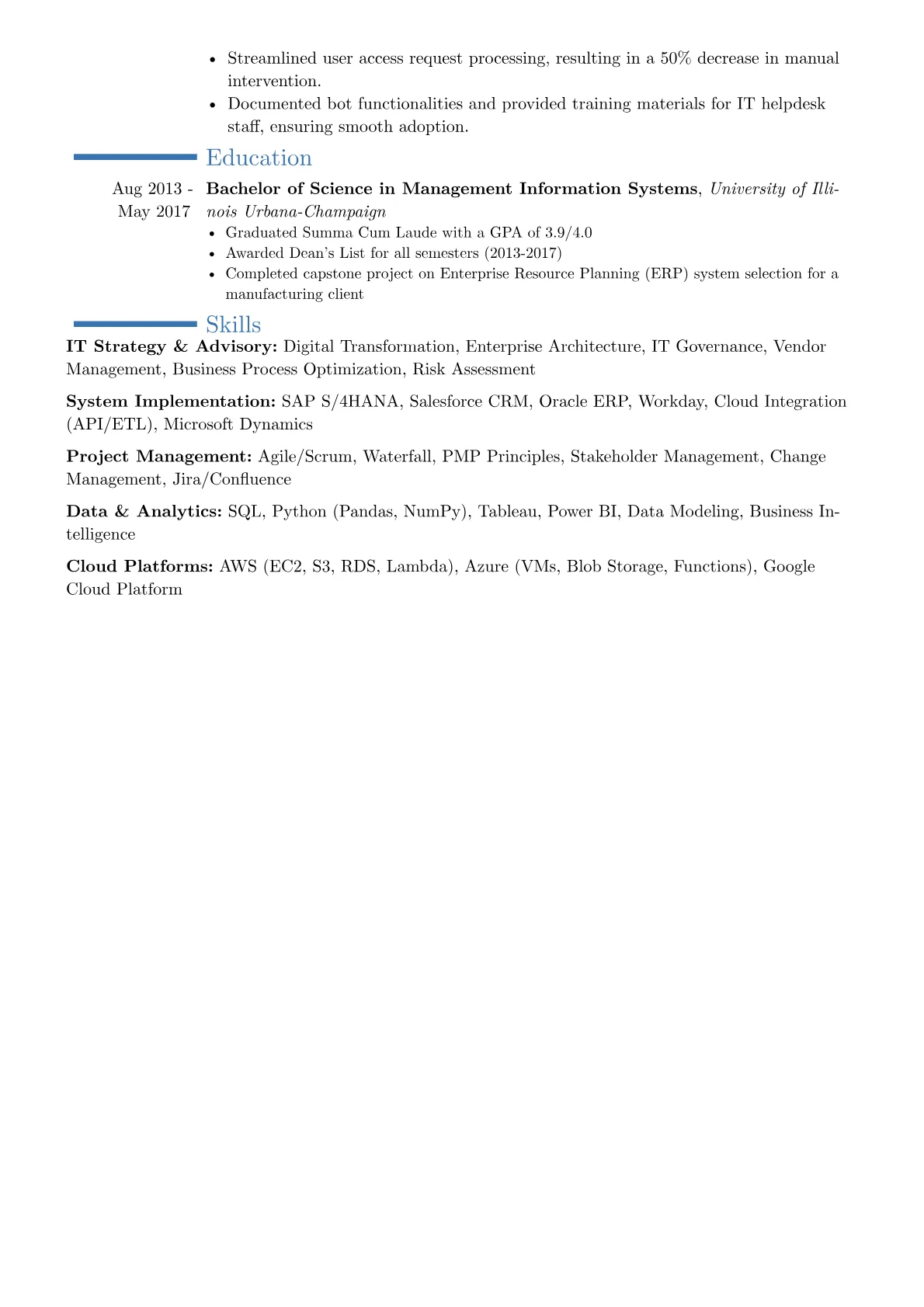 Information Technology Consultant Resume Example CV template - Page 2