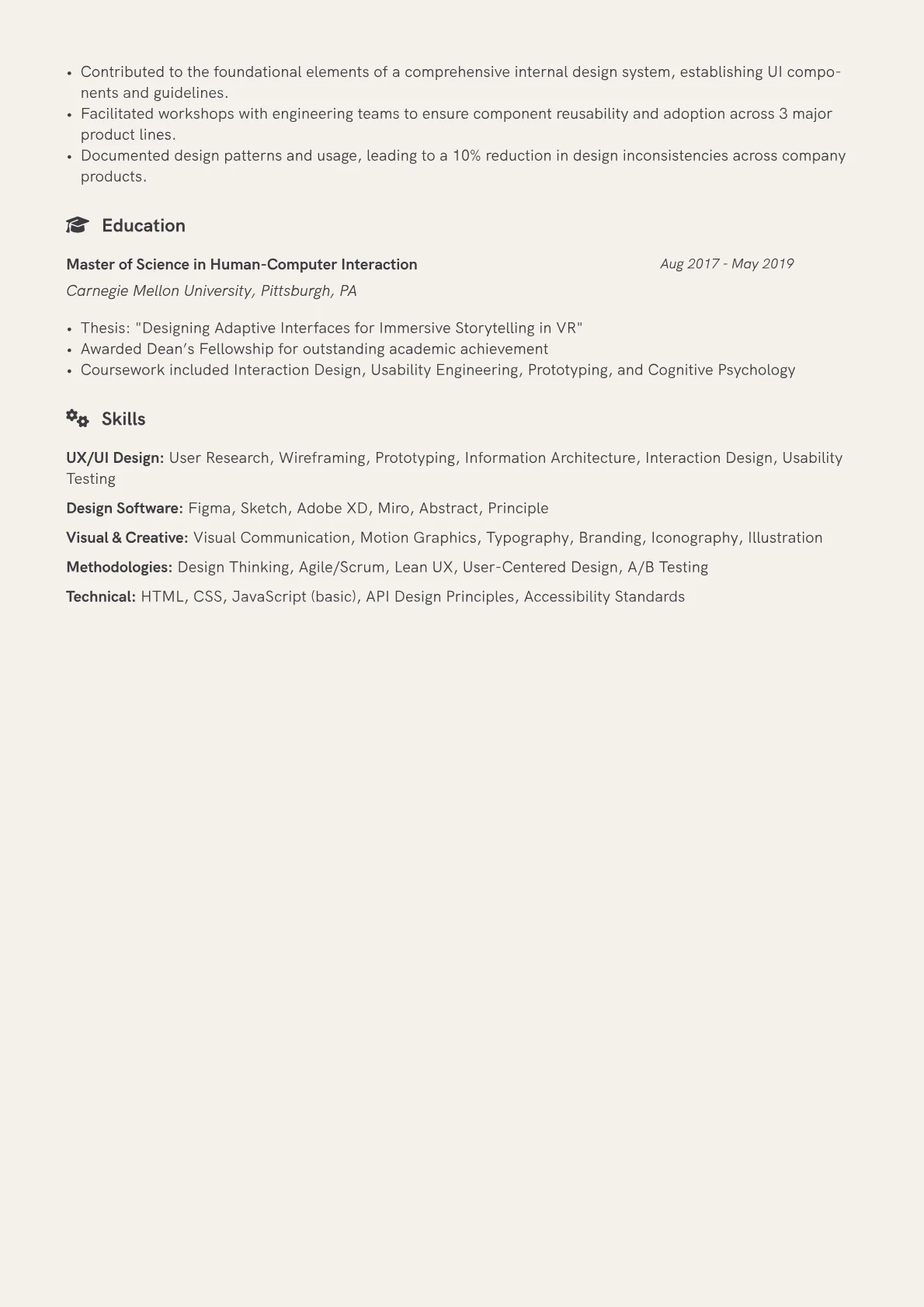Interaction Designer Resume Example CV template - Page 2