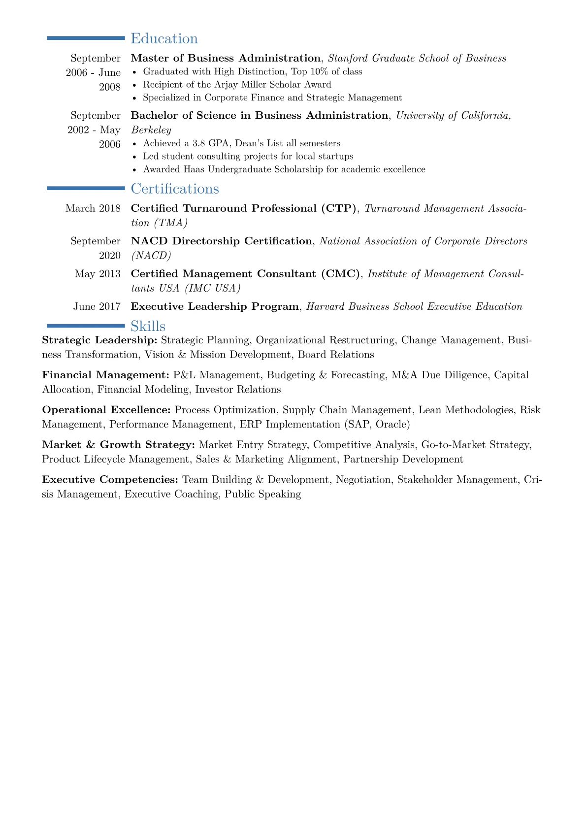Interim CEO Resume Example CV template - Page 2