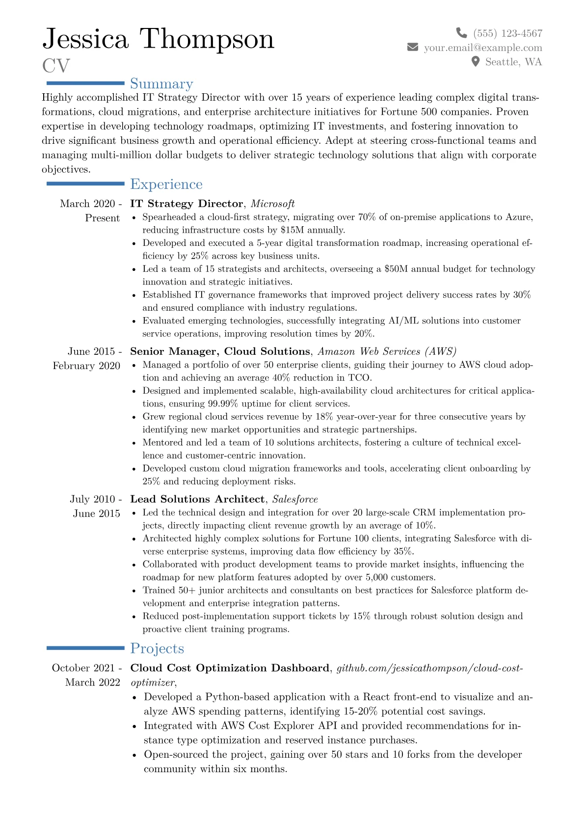 IT Strategy Director Resume Example CV template - Page 1
