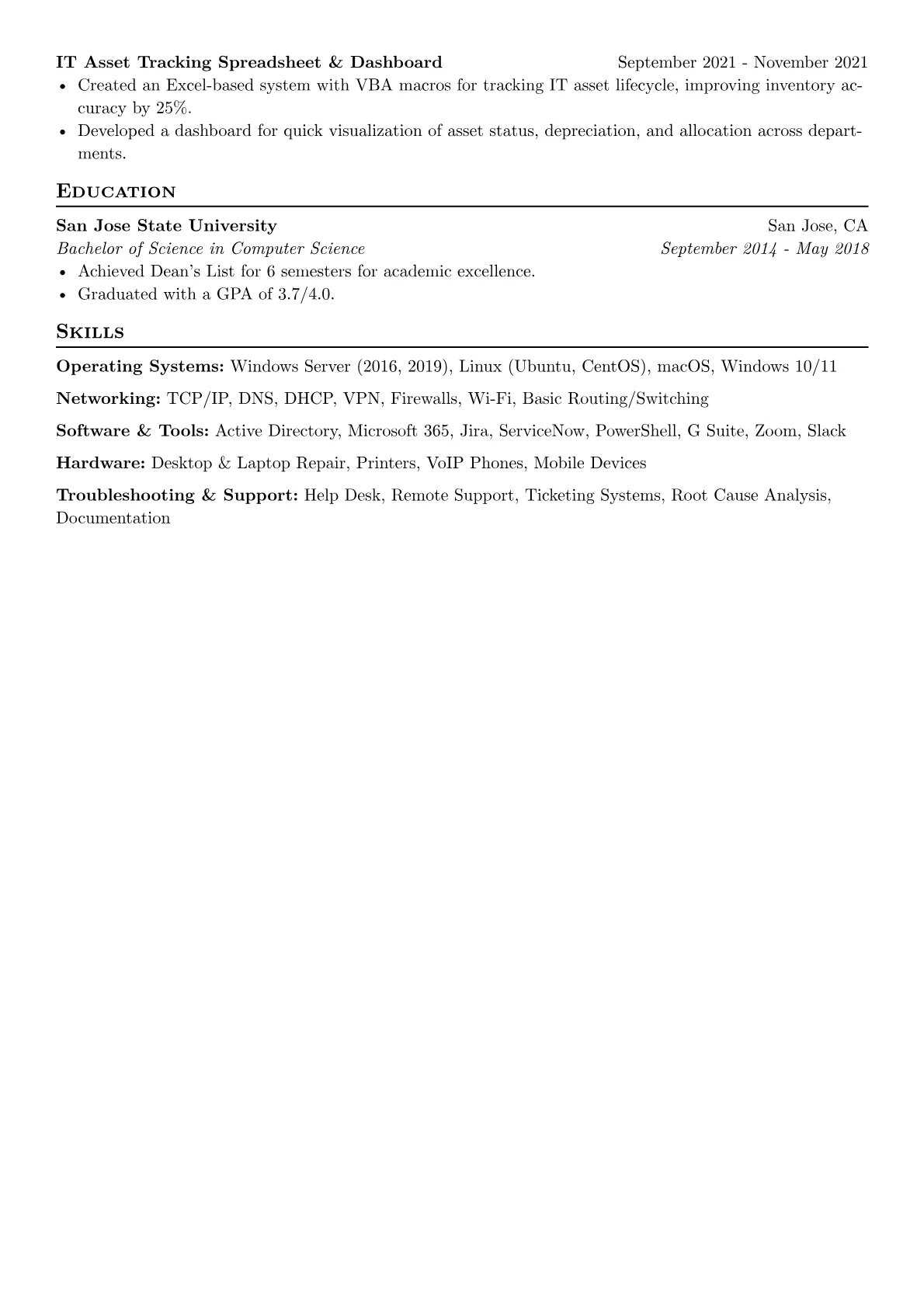 IT Support Engineer Resume Example CV template - Page 2