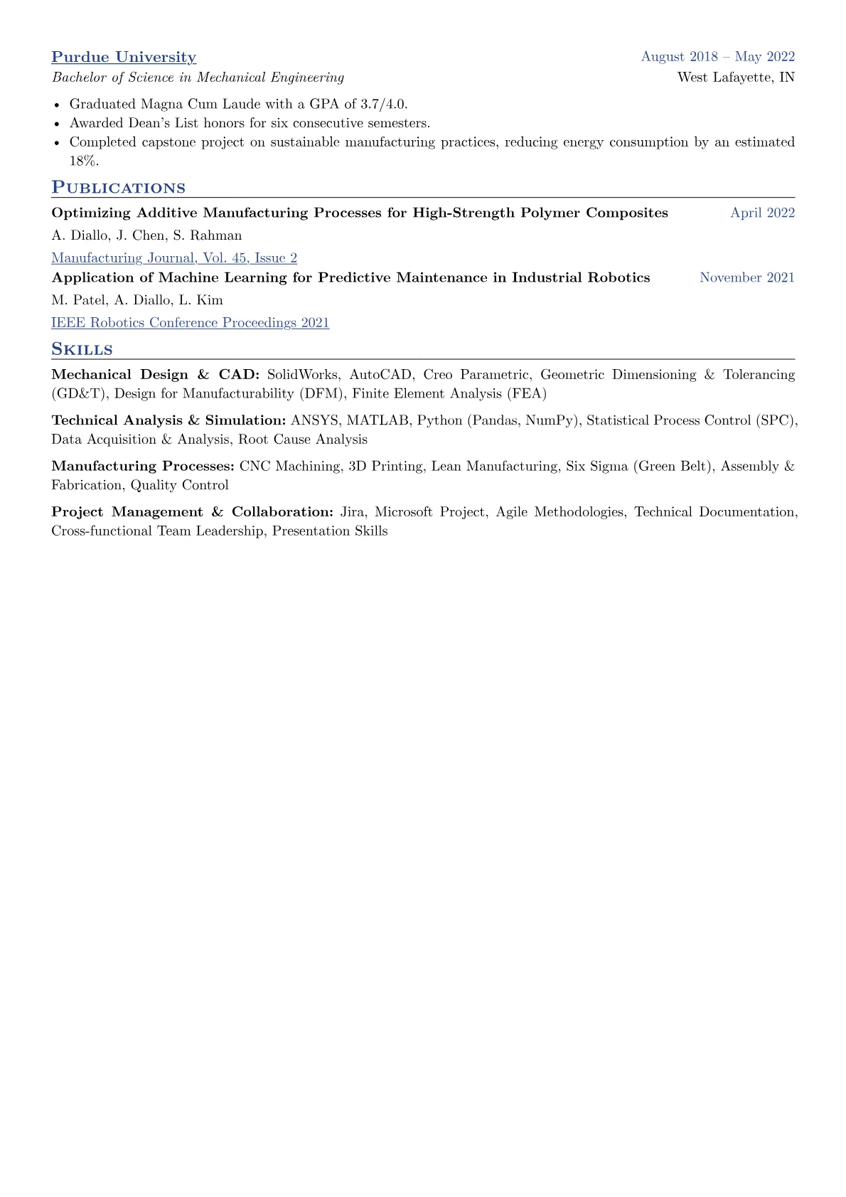 Junior Engineer Resume Example CV template - Page 2
