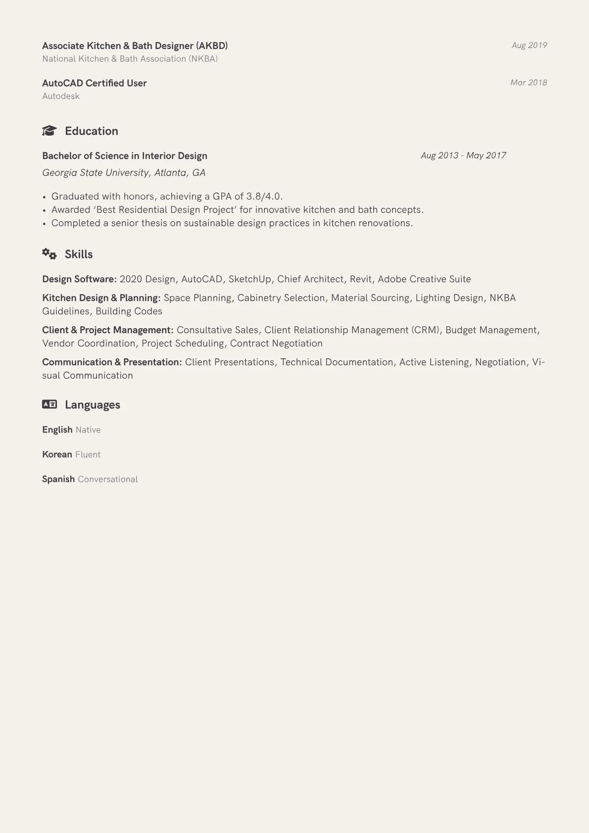 Kitchen Design Consultant Resume Example CV template - Page 2