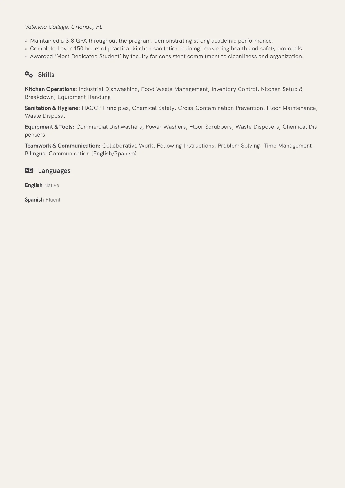 Kitchen Steward Resume Example CV template - Page 2