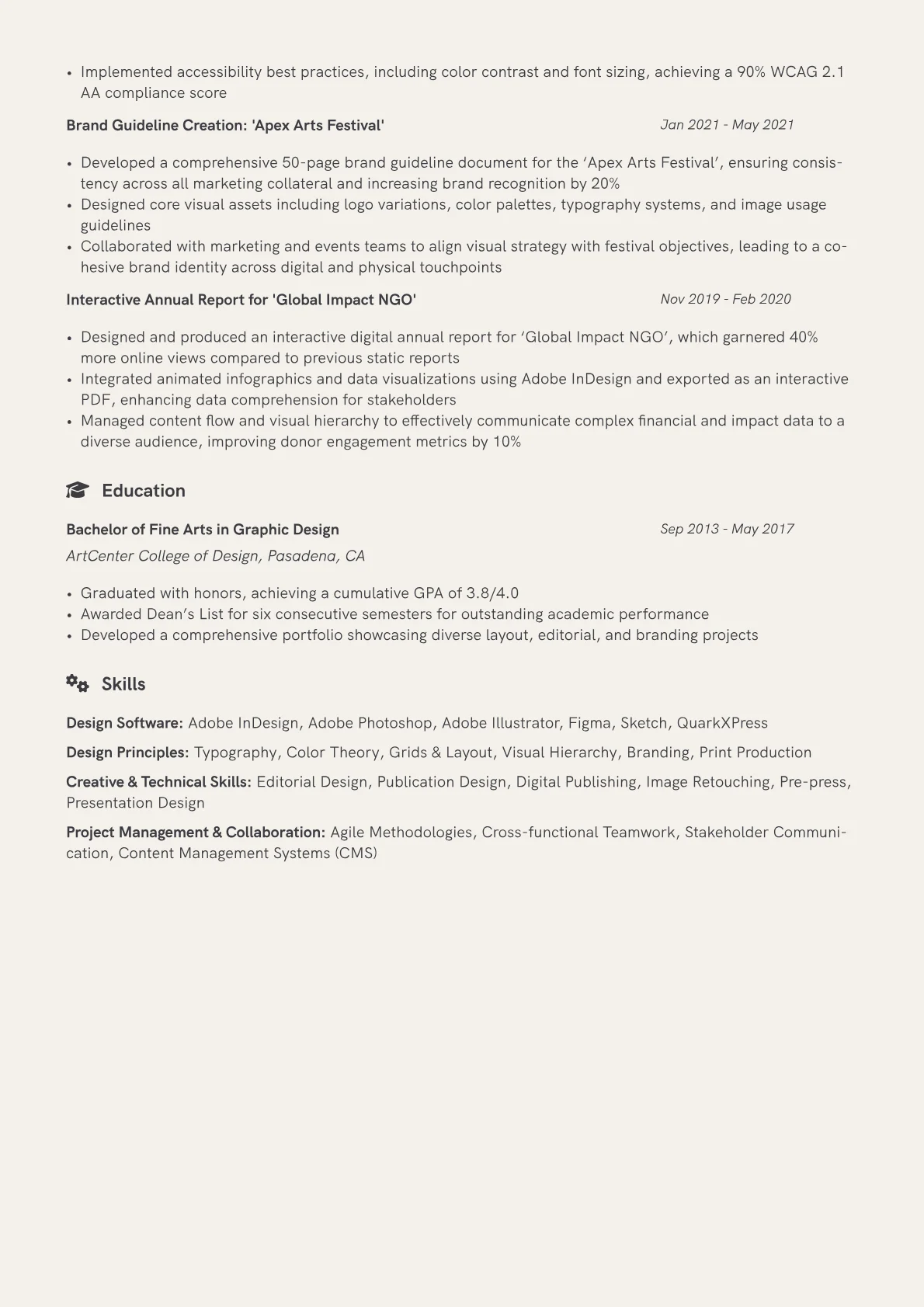 Layout Designer Resume Example CV template - Page 2