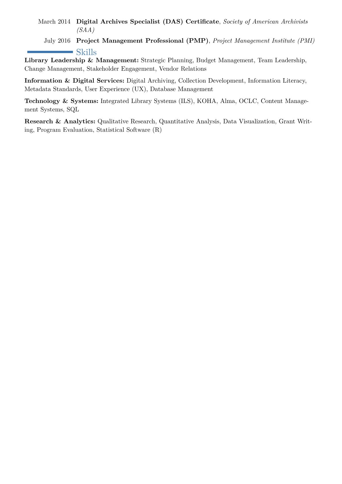 Library Director Resume Example CV template - Page 2