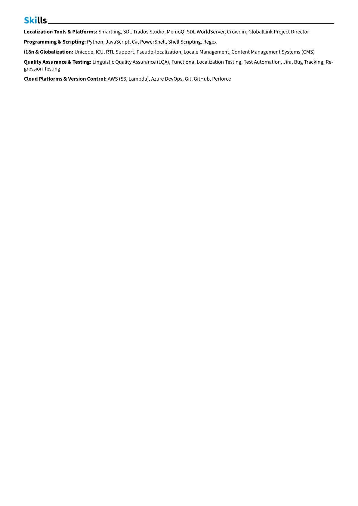 Localization Engineer Resume Example CV template - Page 2