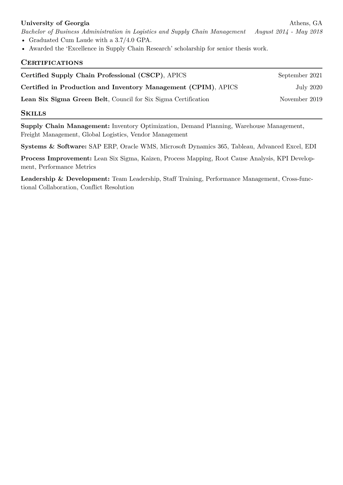 Logistics Supervisor Resume Example CV template - Page 2