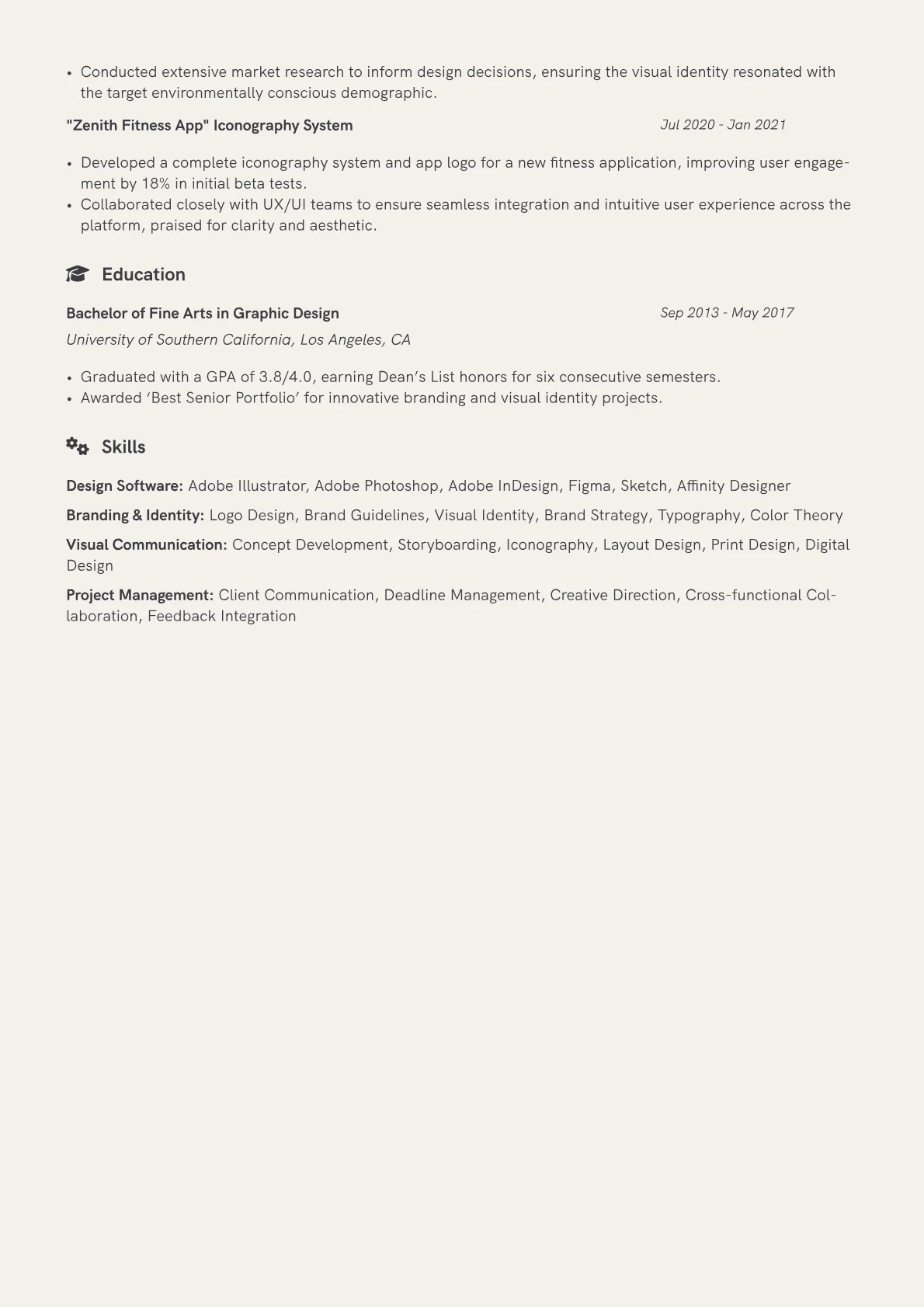 Logo Designer Resume Example CV template - Page 2