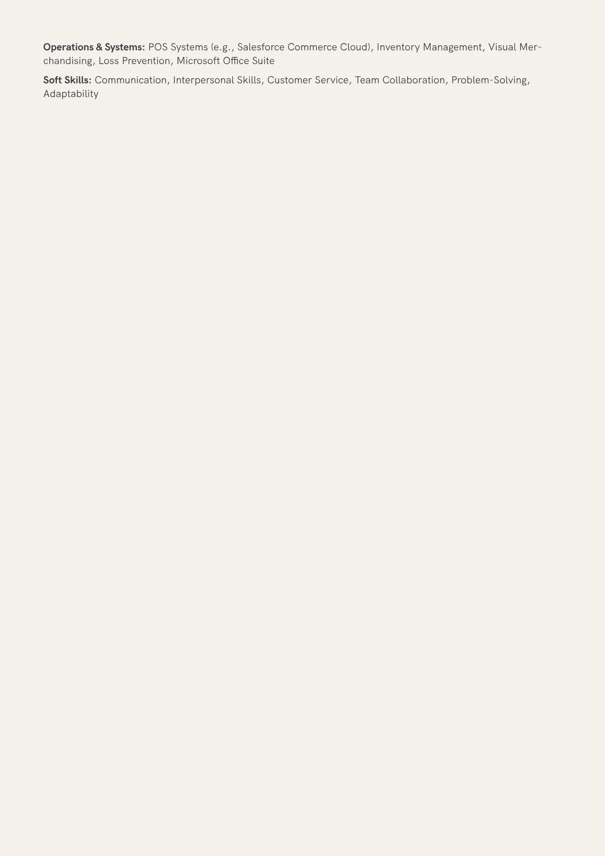 Luxury Retail Associate Resume Example CV template - Page 2