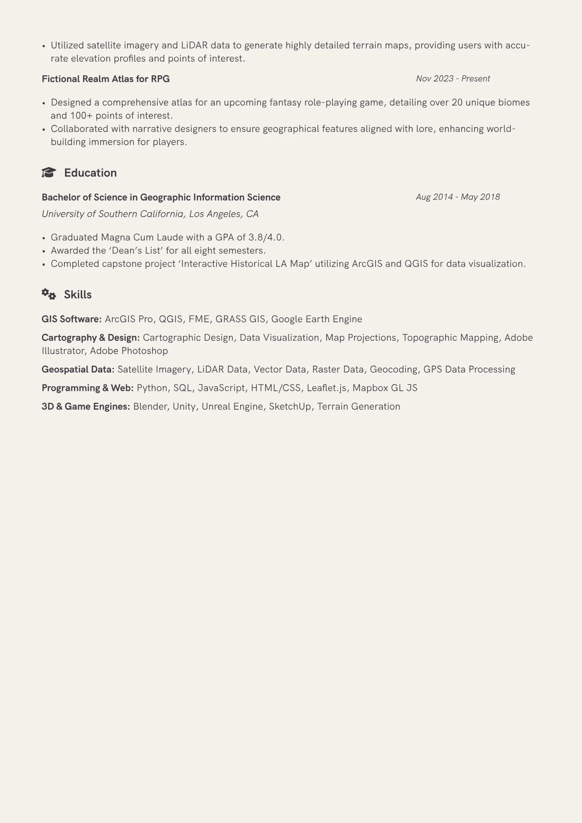 Map Designer Resume Example CV template - Page 2