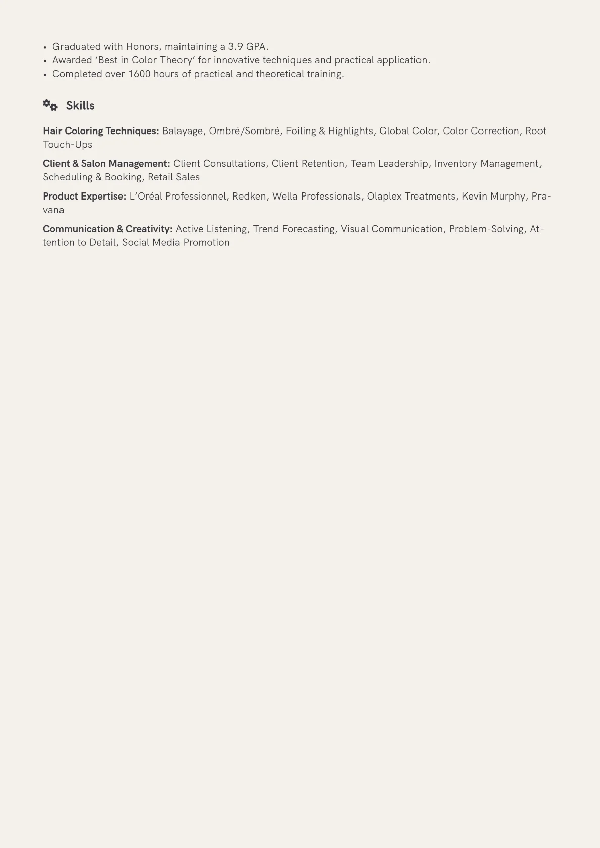 Master Colorist Resume Example CV template - Page 2