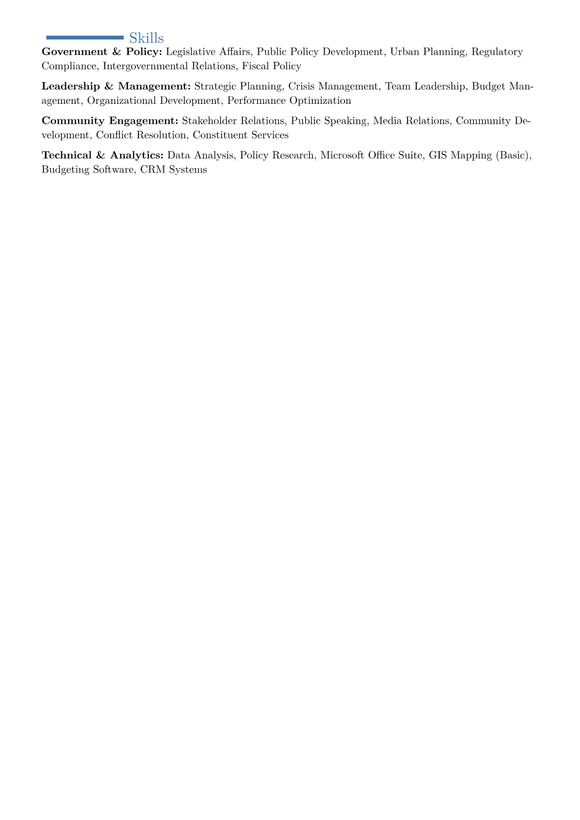 Mayor Resume Example CV template - Page 2