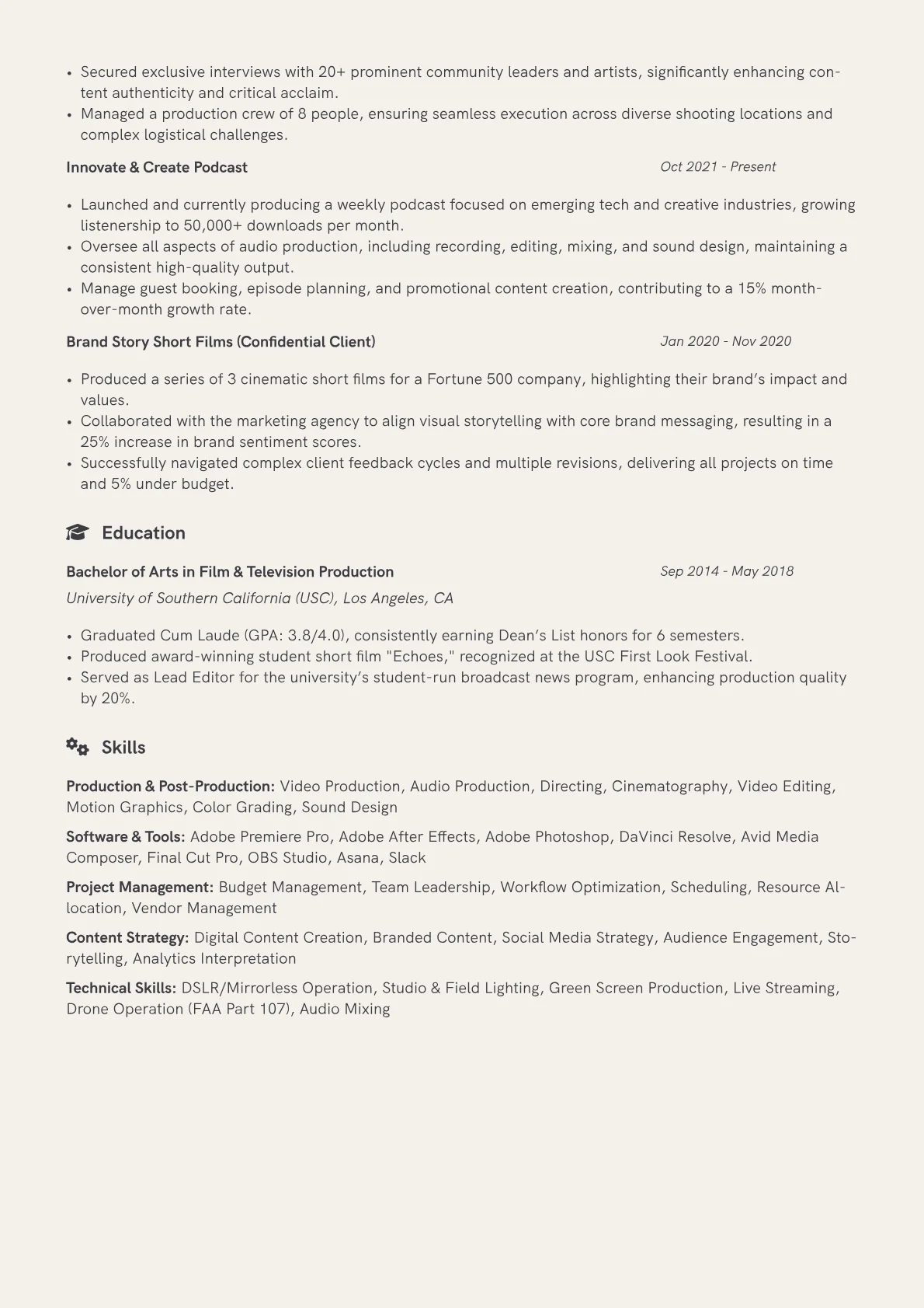 Media Producer Resume Example CV template - Page 2