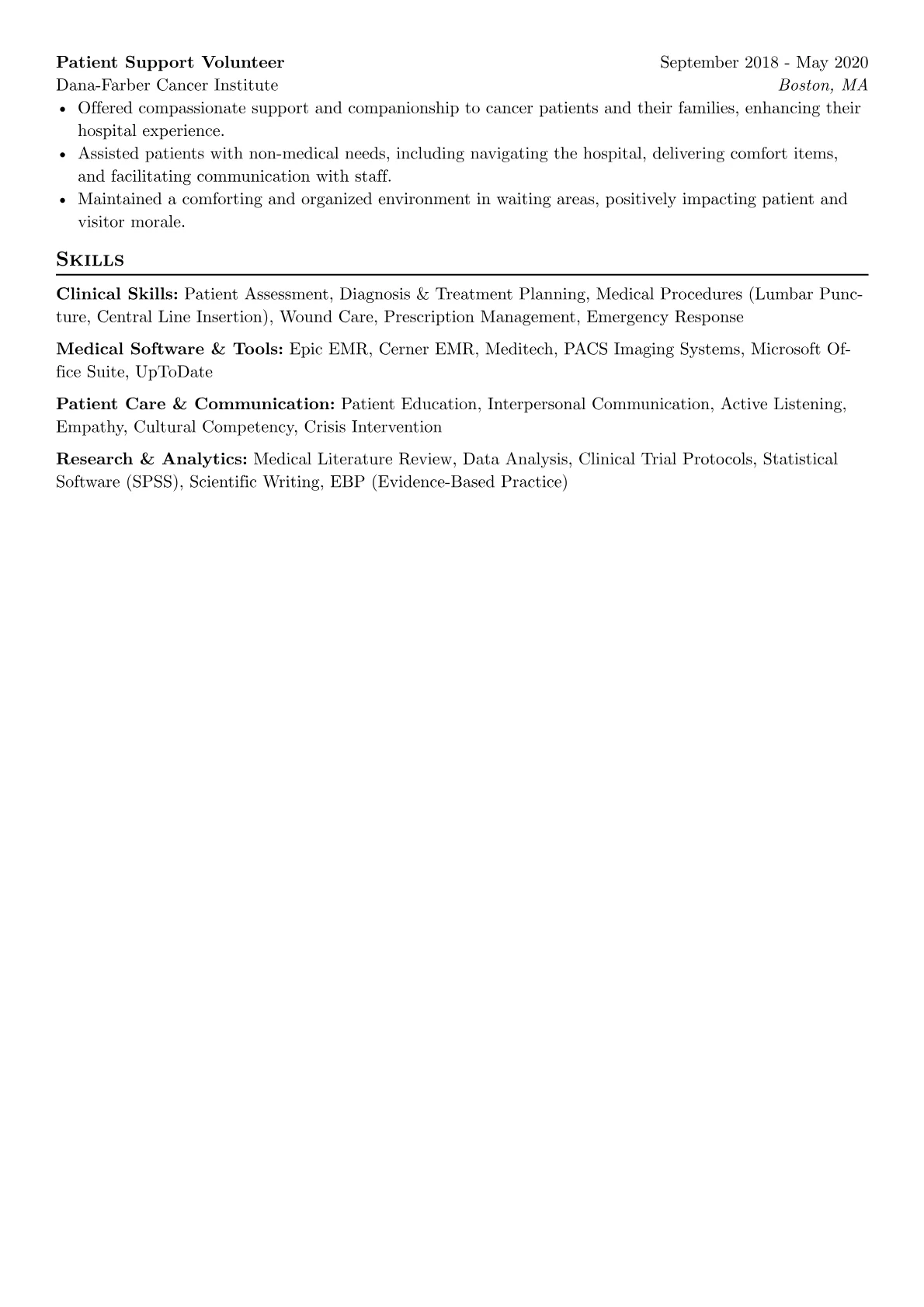 Medical Intern Resume Example CV template - Page 2