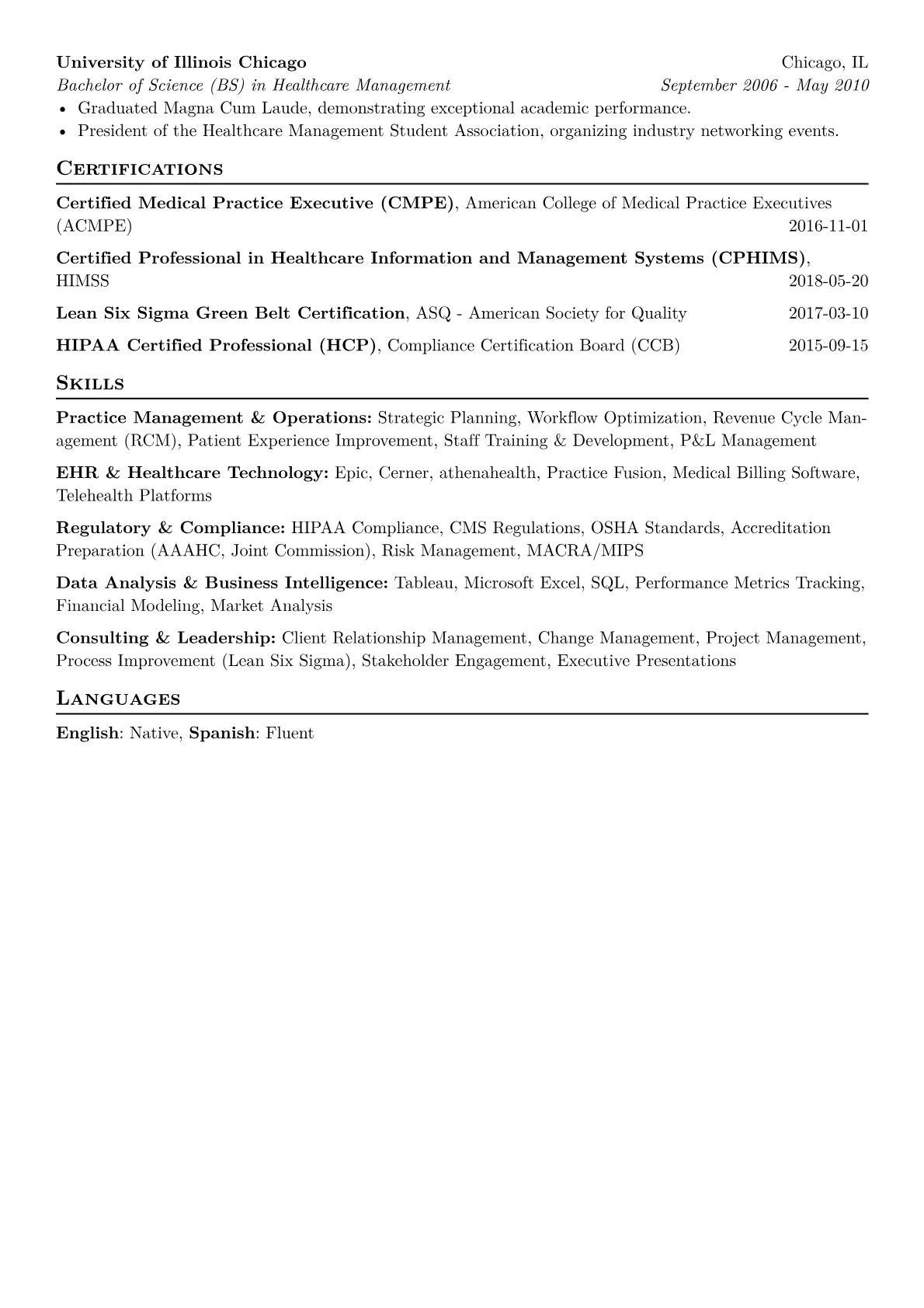 Medical Practice Consultant Resume Example CV template - Page 2