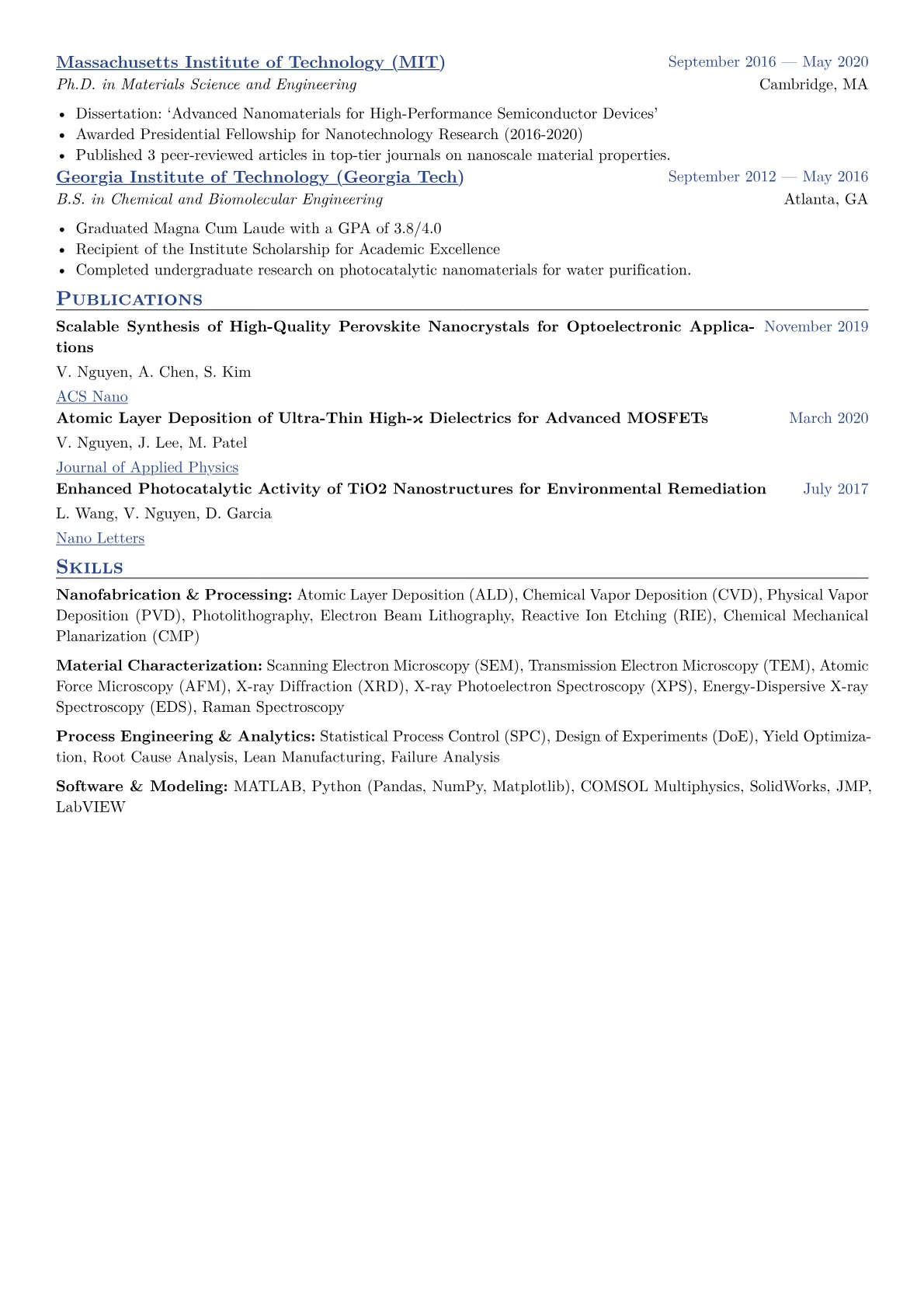 Nanotechnology Engineer Resume Example CV template - Page 2