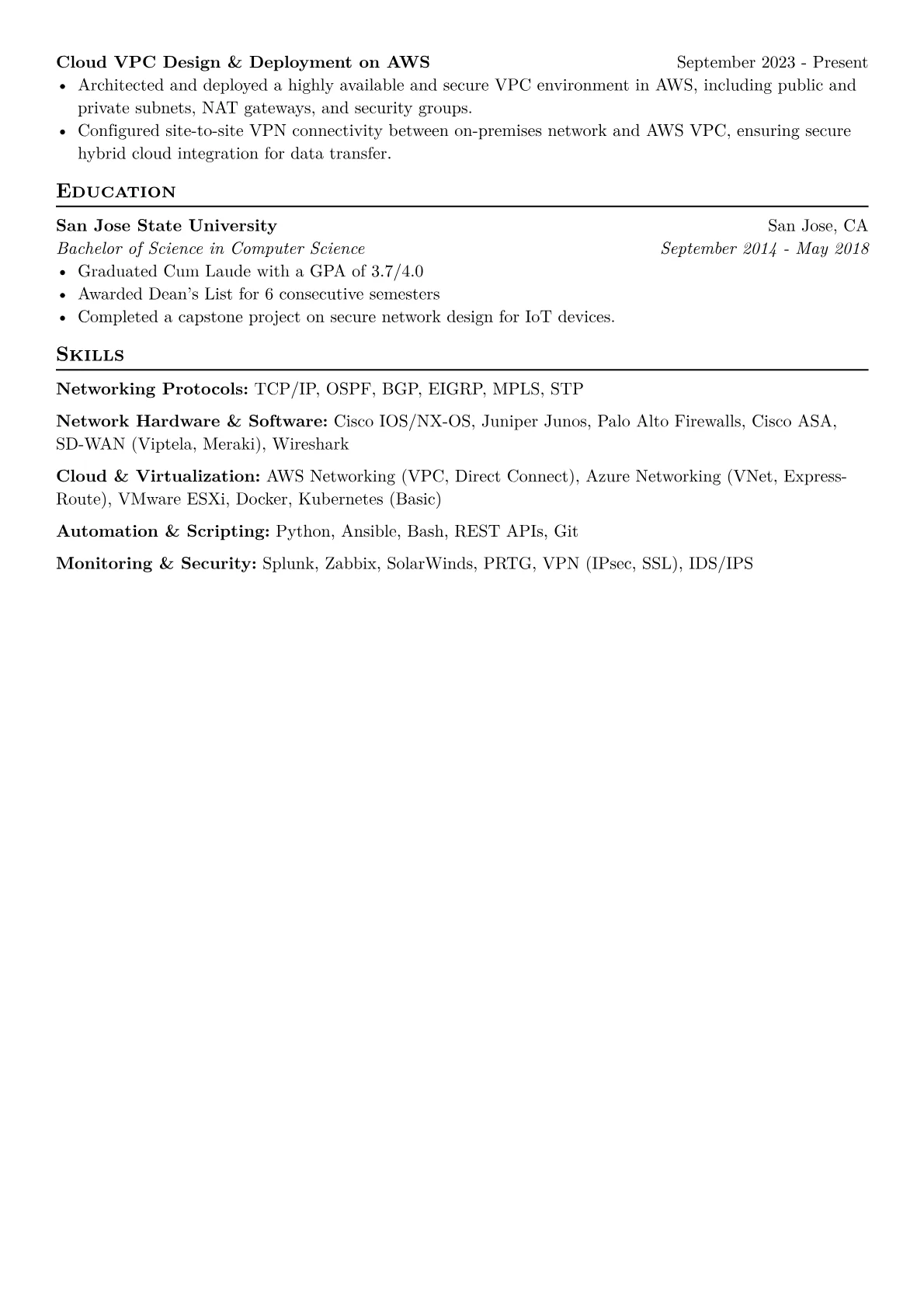 Network Administrator Resume Example CV template - Page 2
