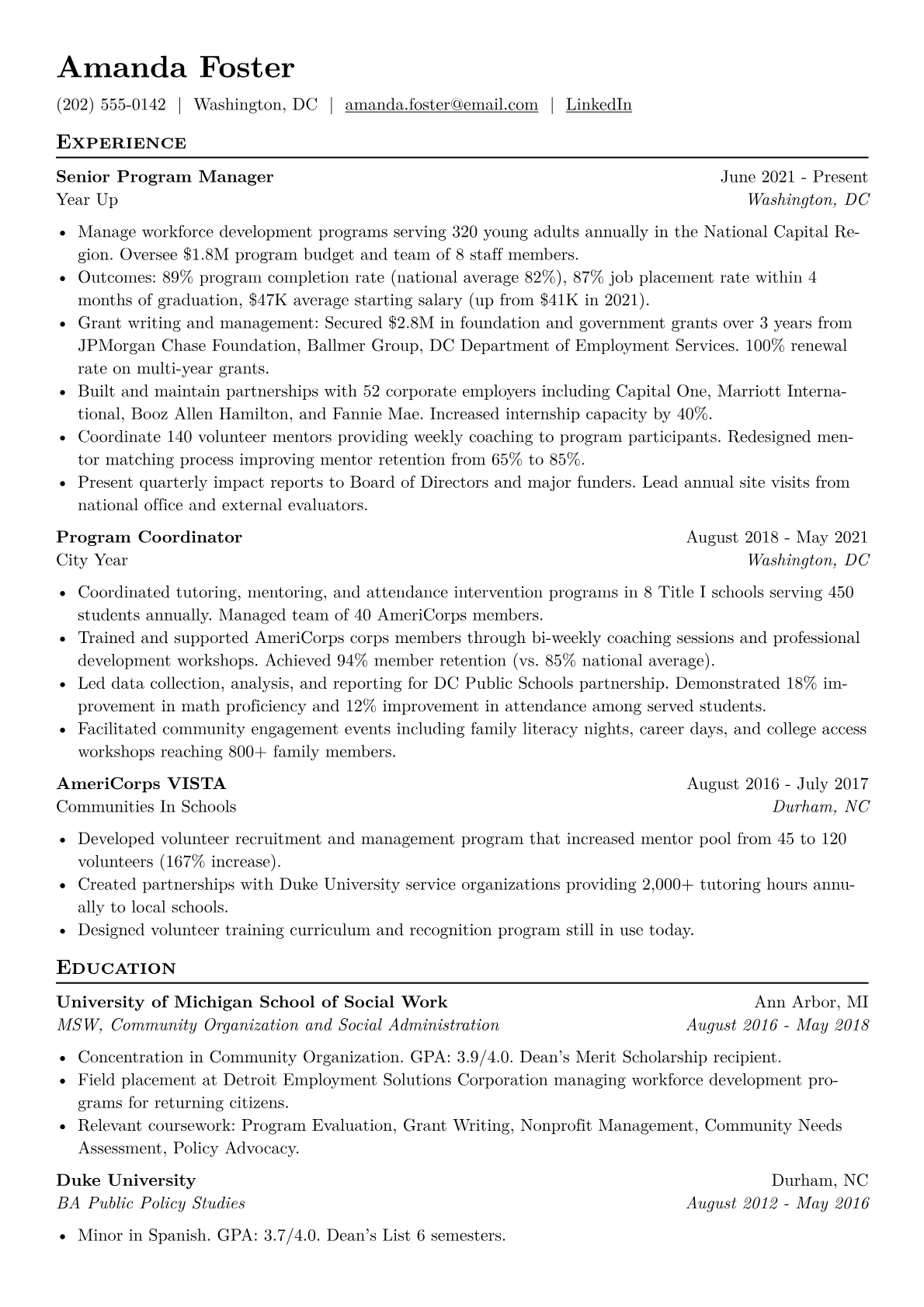 Non-profit Program Manager CV template - Page 1