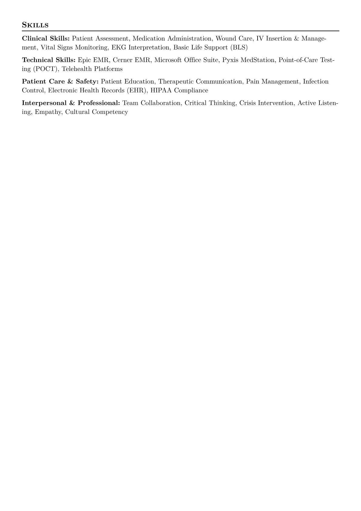 Nursing Clinical Student Resume Example CV template - Page 2
