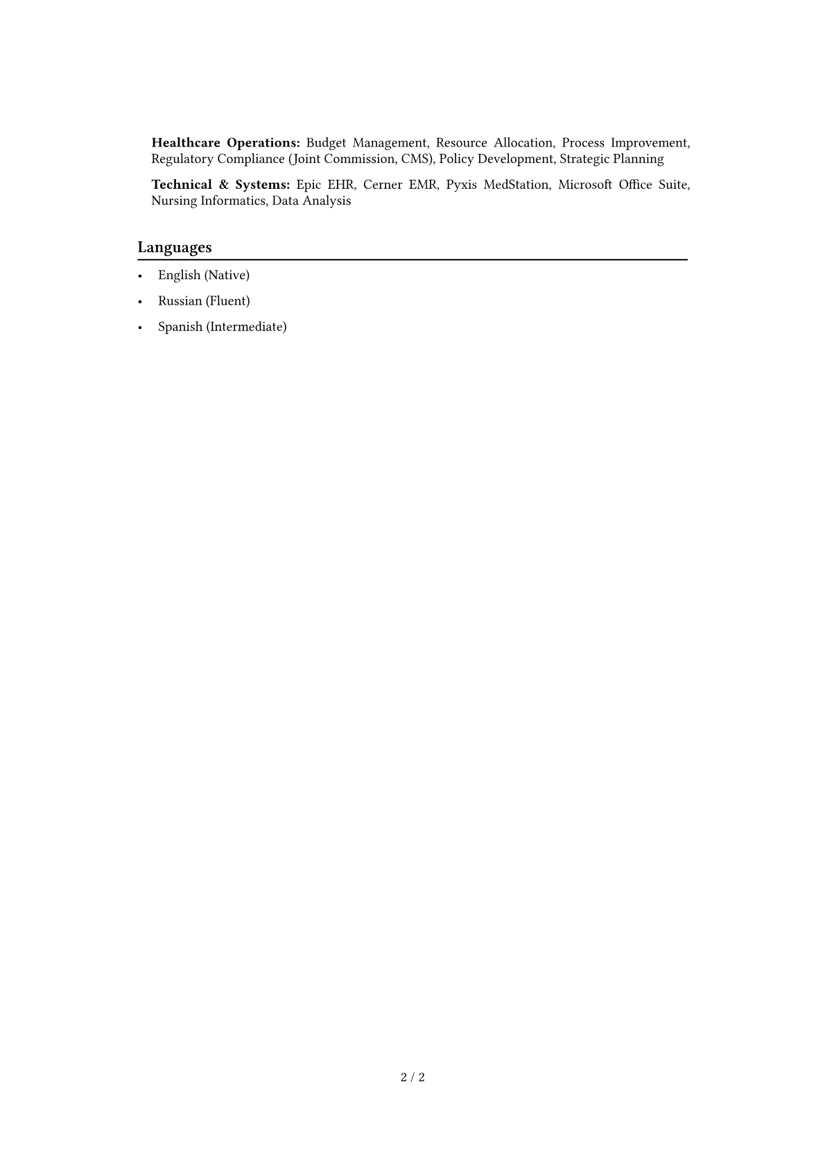 Nursing Manager Resume Example CV template - Page 2
