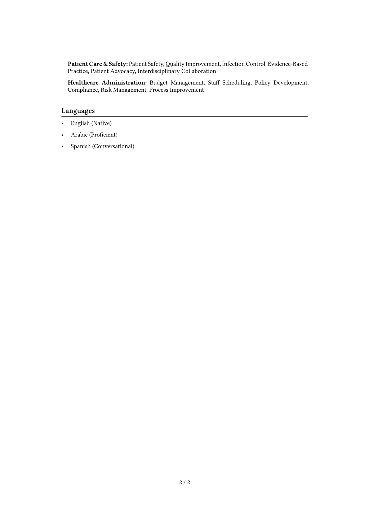 Nursing Supervisor Resume Example CV template - Page 2
