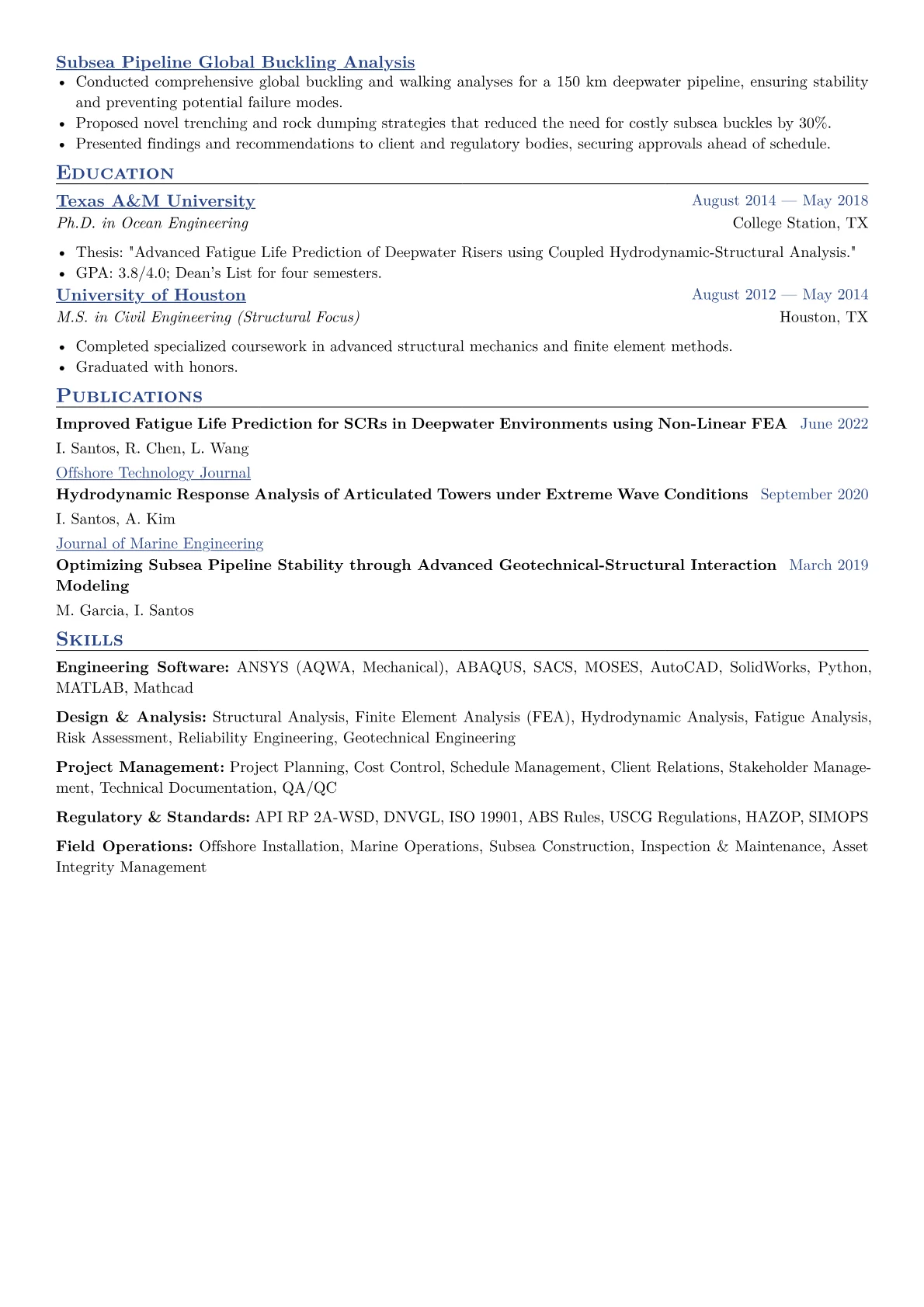 Offshore Engineer Resume Example CV template - Page 2