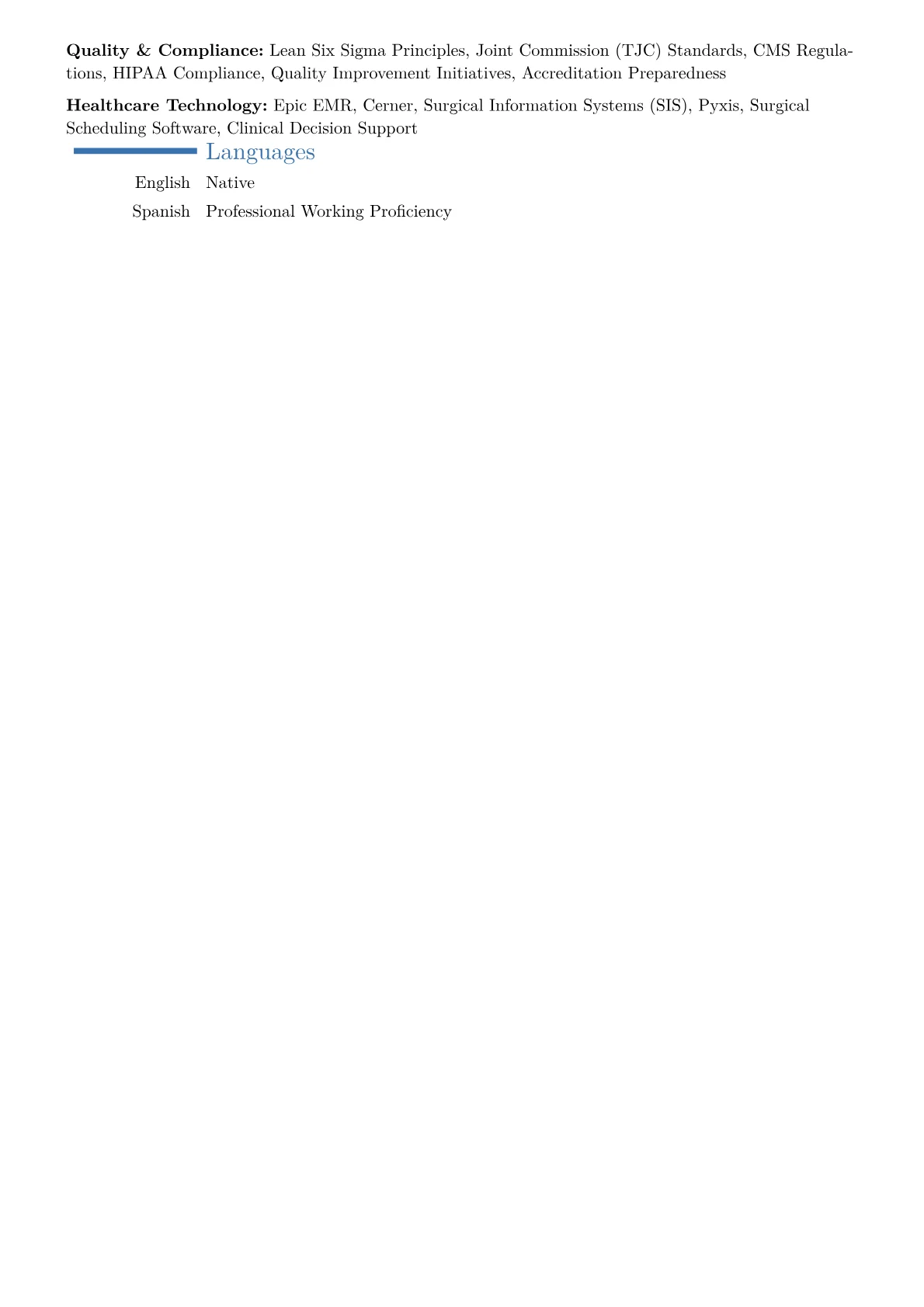 Operating Room Director Resume Example CV template - Page 2