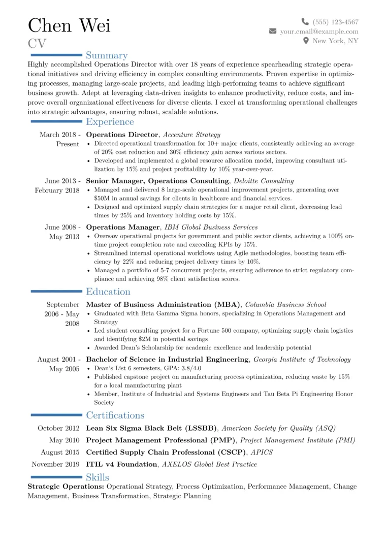 Operations Director Resume Example