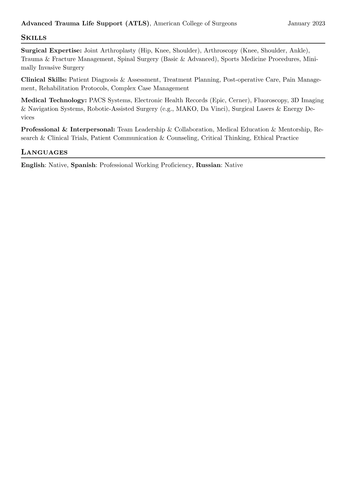 Orthopaedic Surgeon Resume Example CV template - Page 2