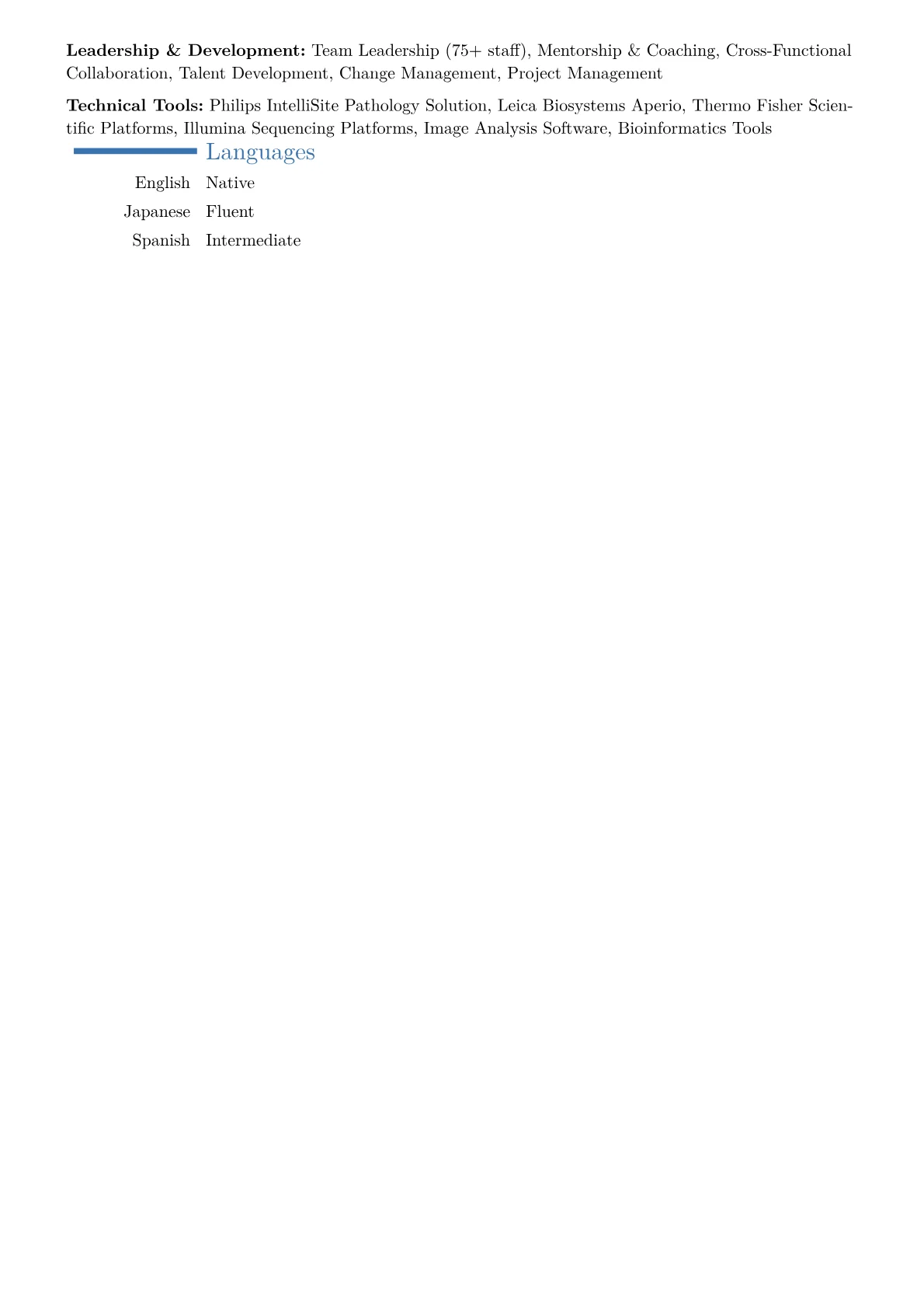 Pathology Director Resume Example CV template - Page 2