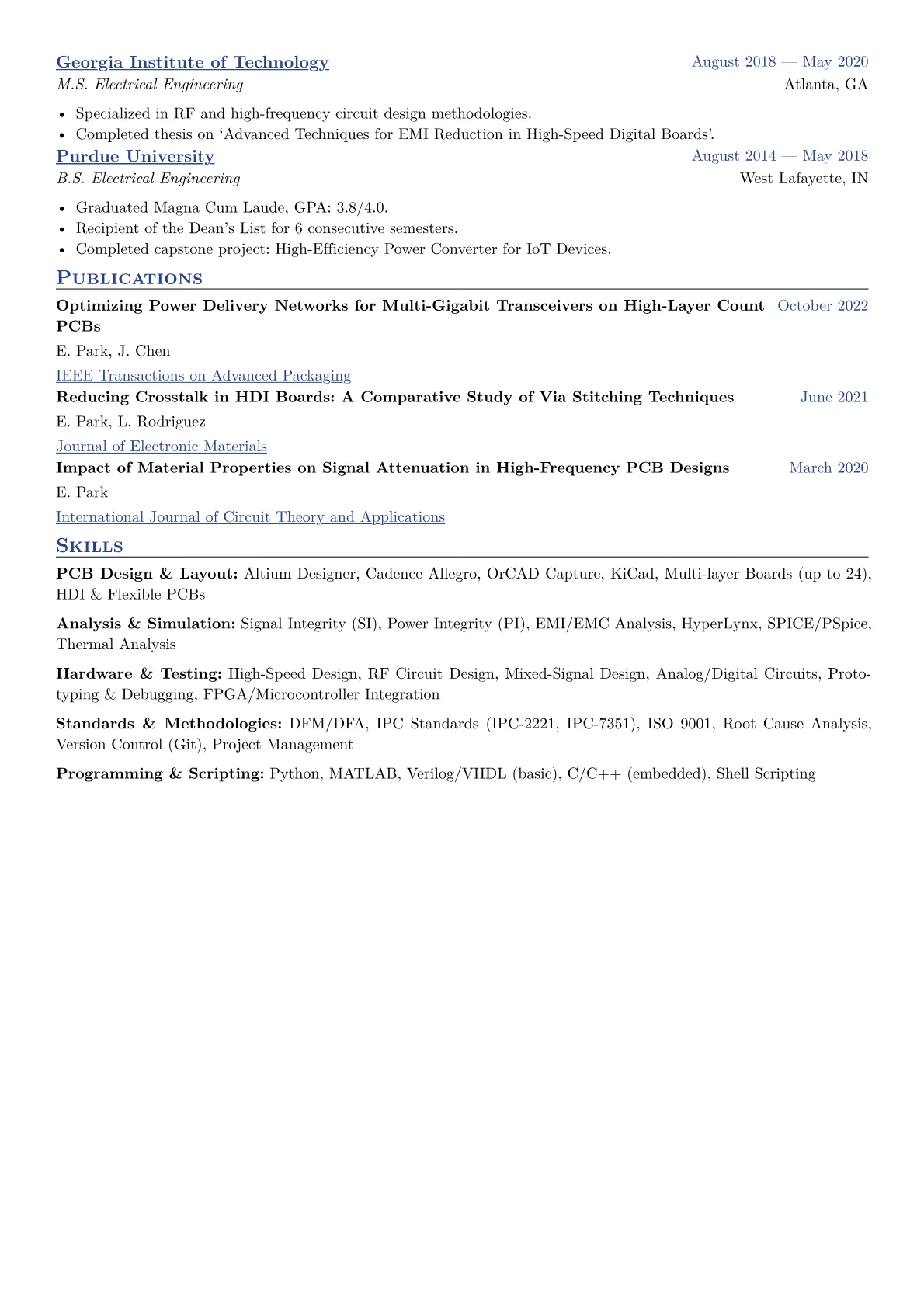 PCB Design Engineer Resume Example CV template - Page 2