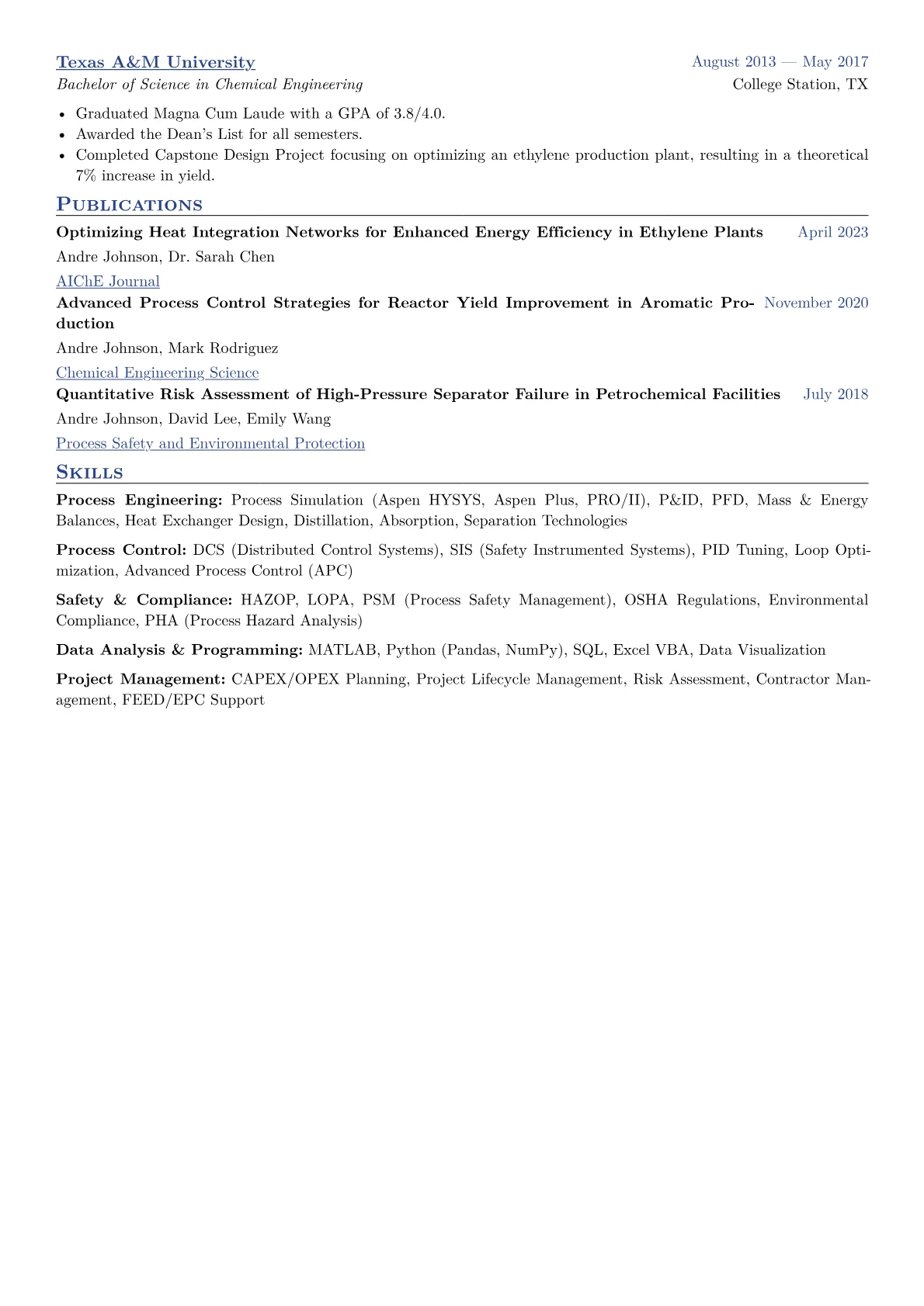Petrochemical Engineer Resume Example CV template - Page 2