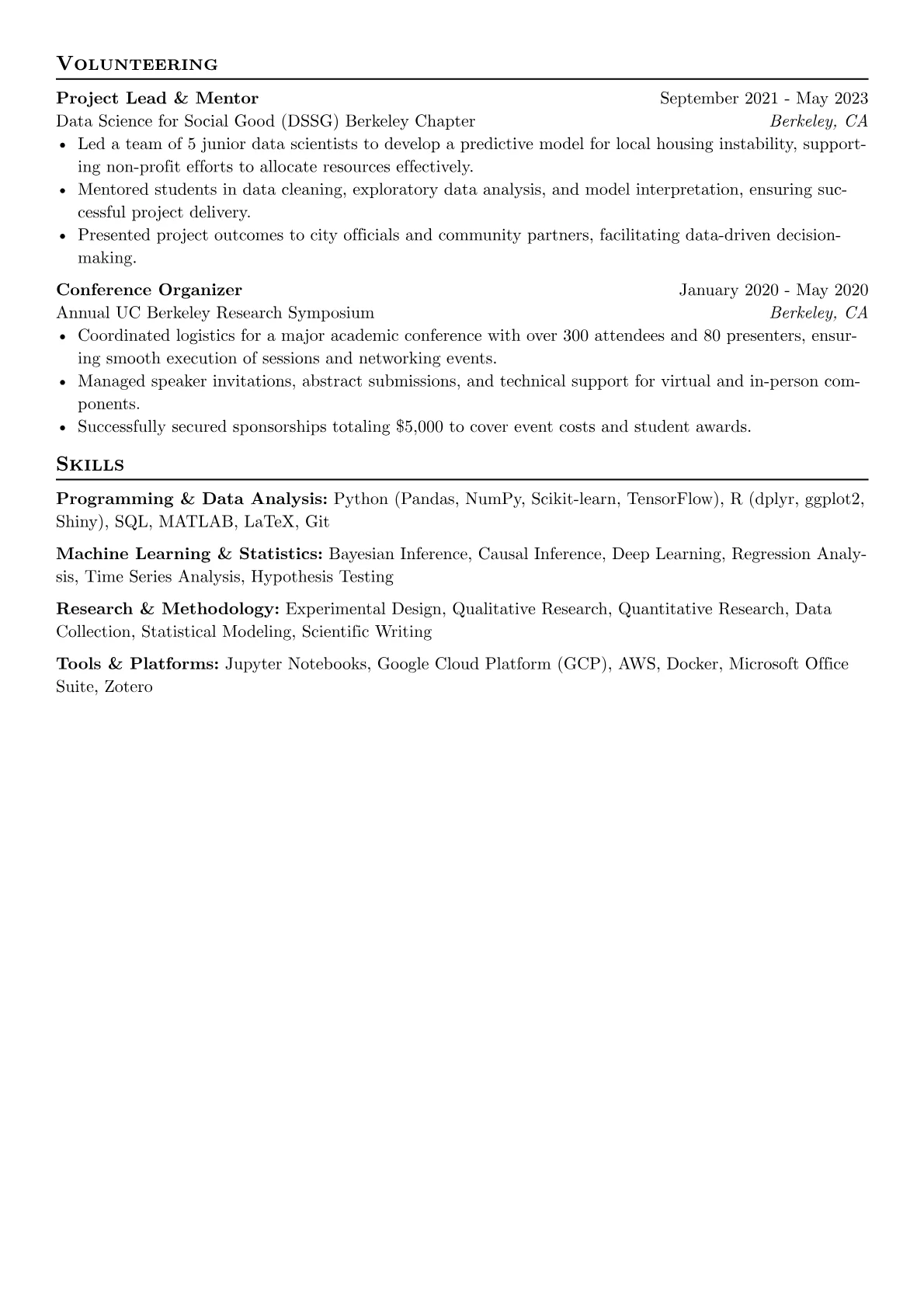 PhD Candidate Resume Example CV template - Page 2