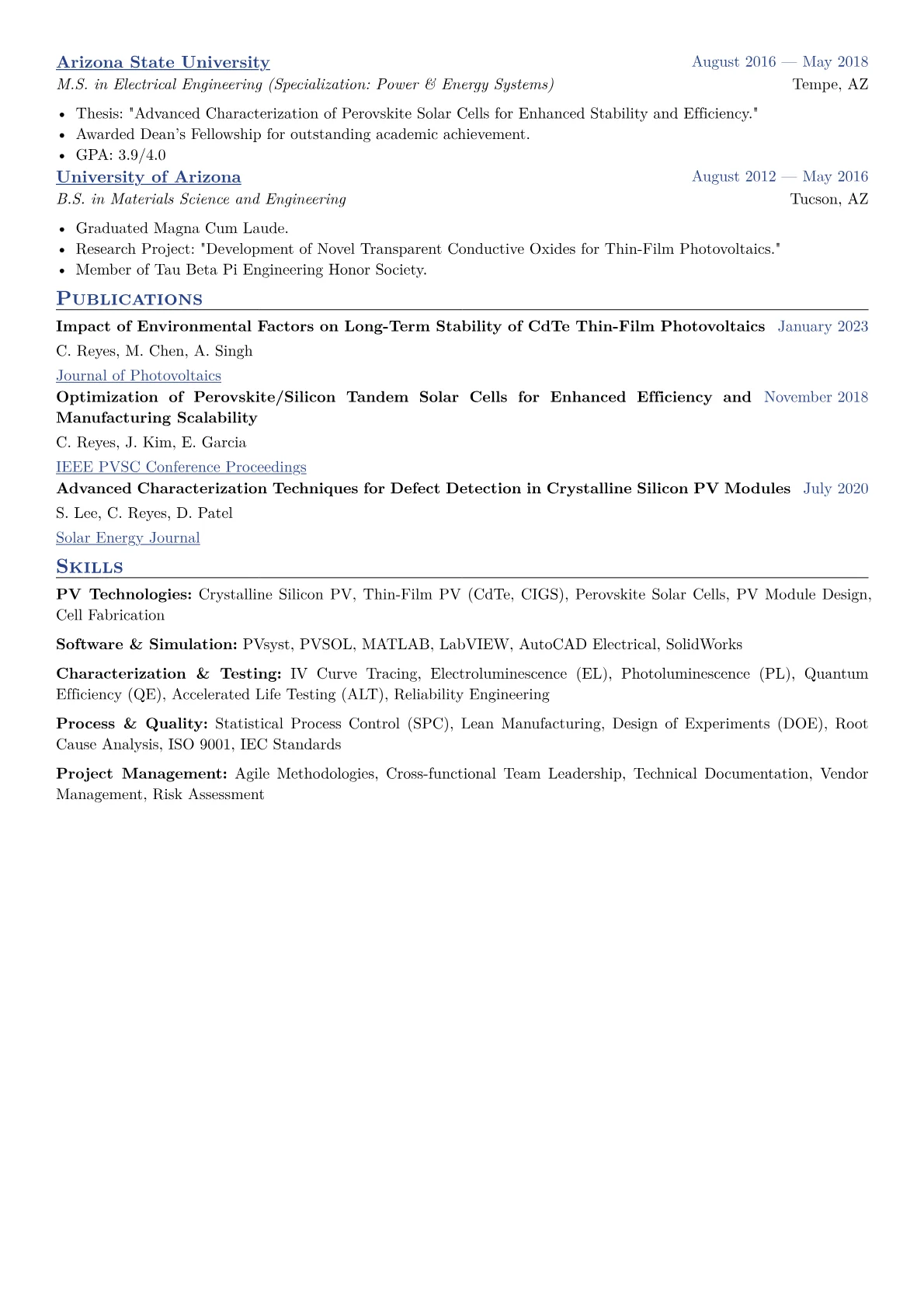 Photovoltaic Engineer Resume Example CV template - Page 2