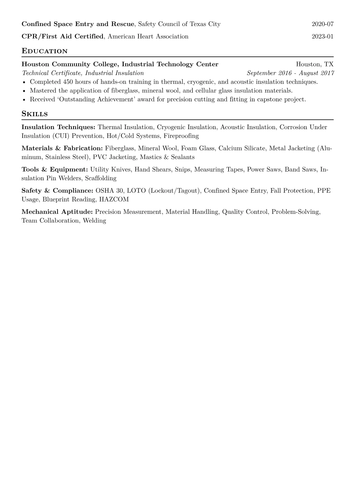 Pipe Insulator Resume Example CV template - Page 2