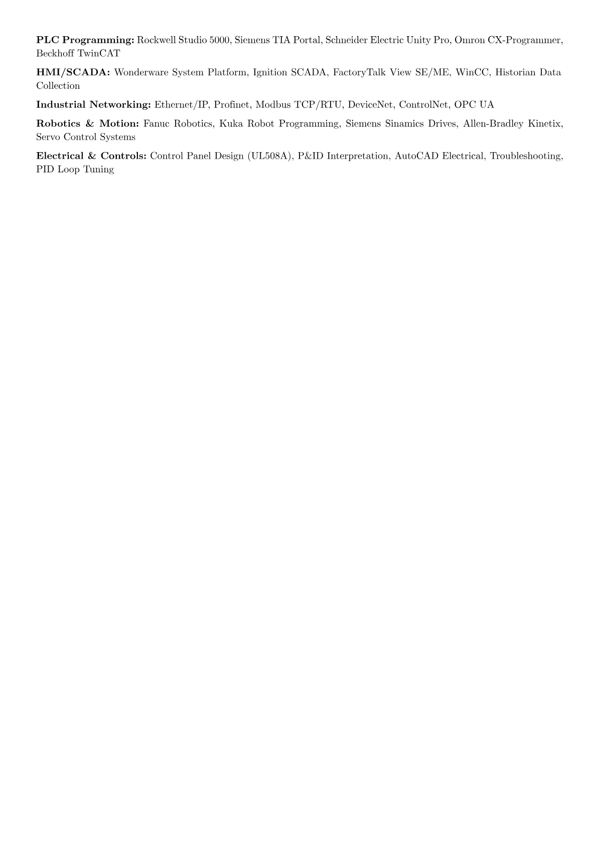 PLC Programmer Resume Example CV template - Page 2