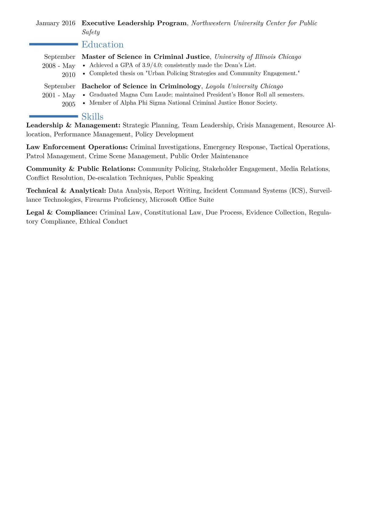 Police Captain Resume Example CV template - Page 2