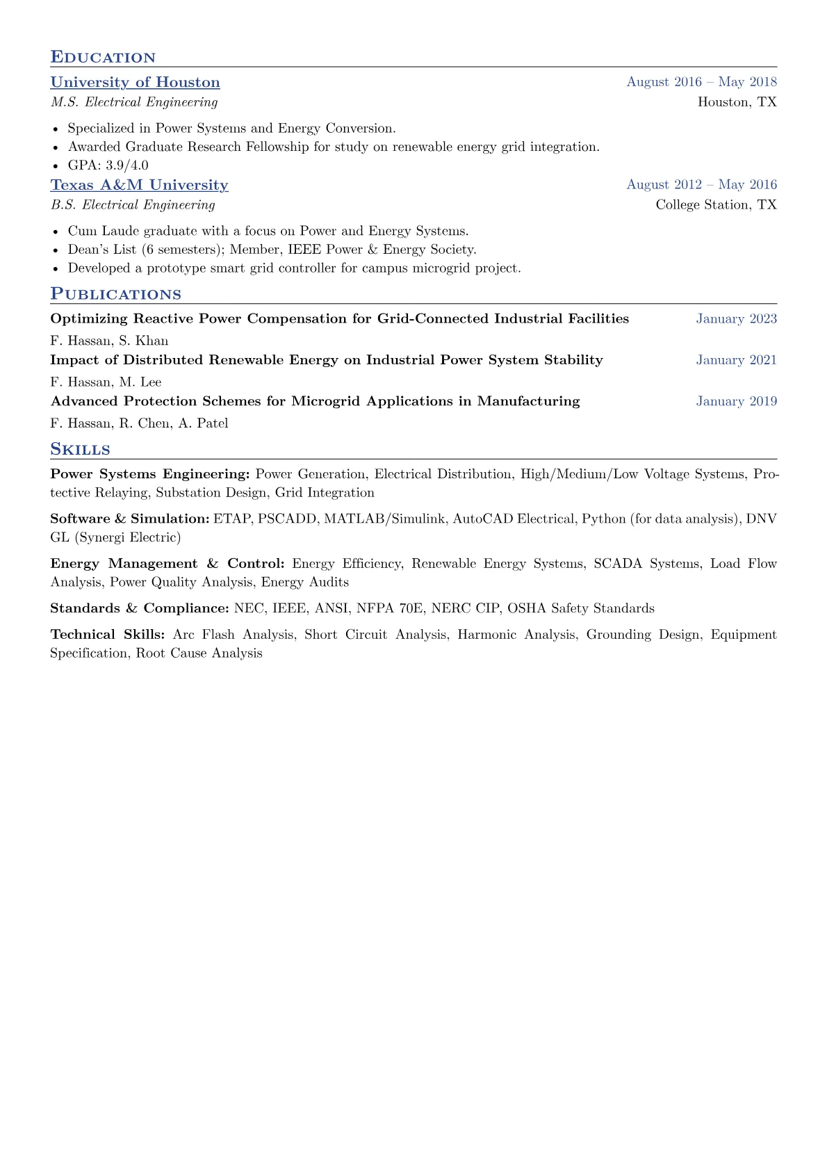 Power Engineer Resume Example CV template - Page 2