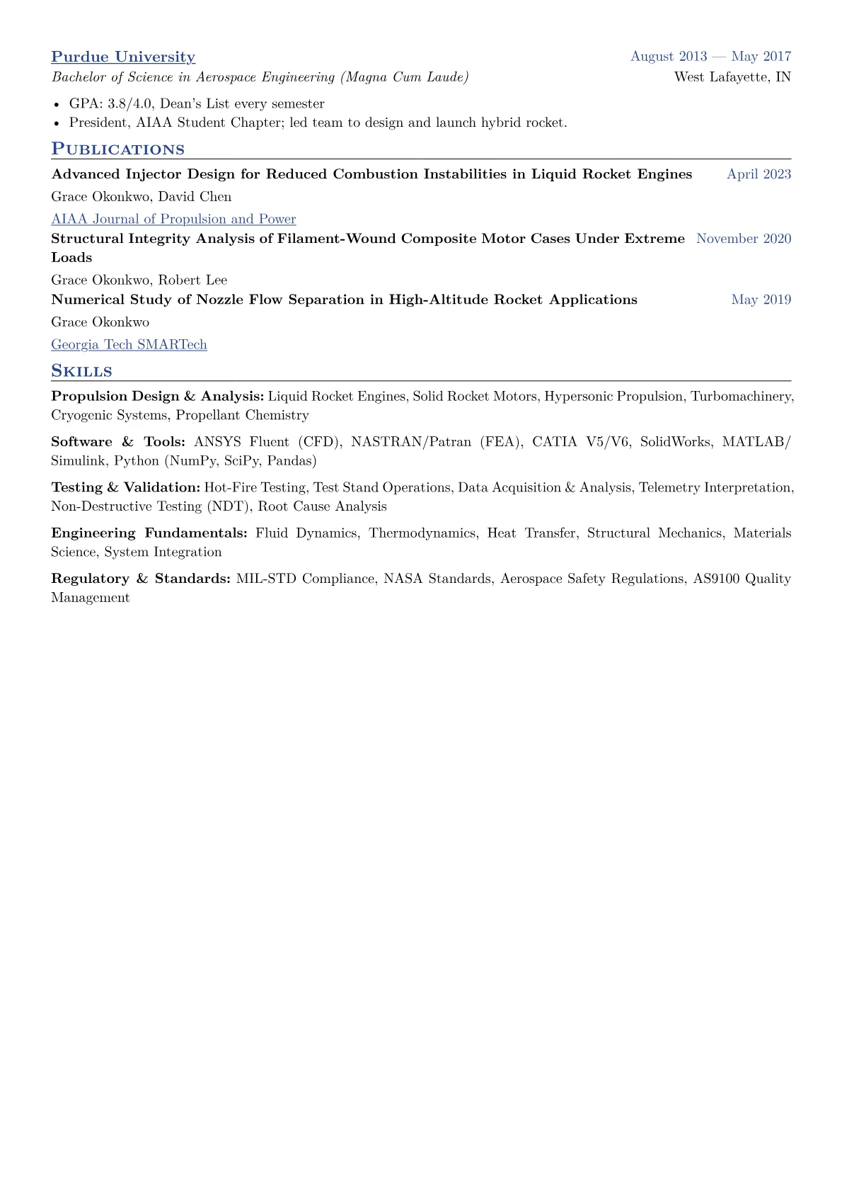 Propulsion Engineer Resume Example CV template - Page 2