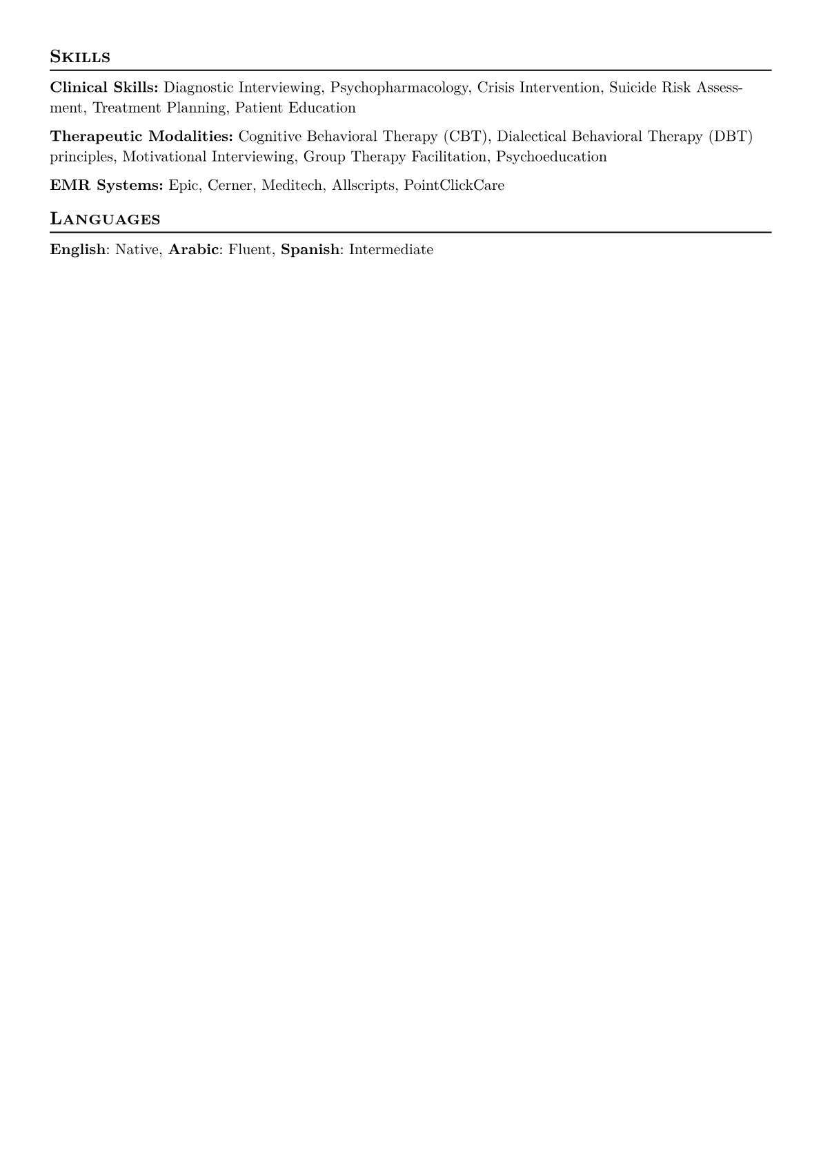 Psychiatric PA Resume Example CV template - Page 2