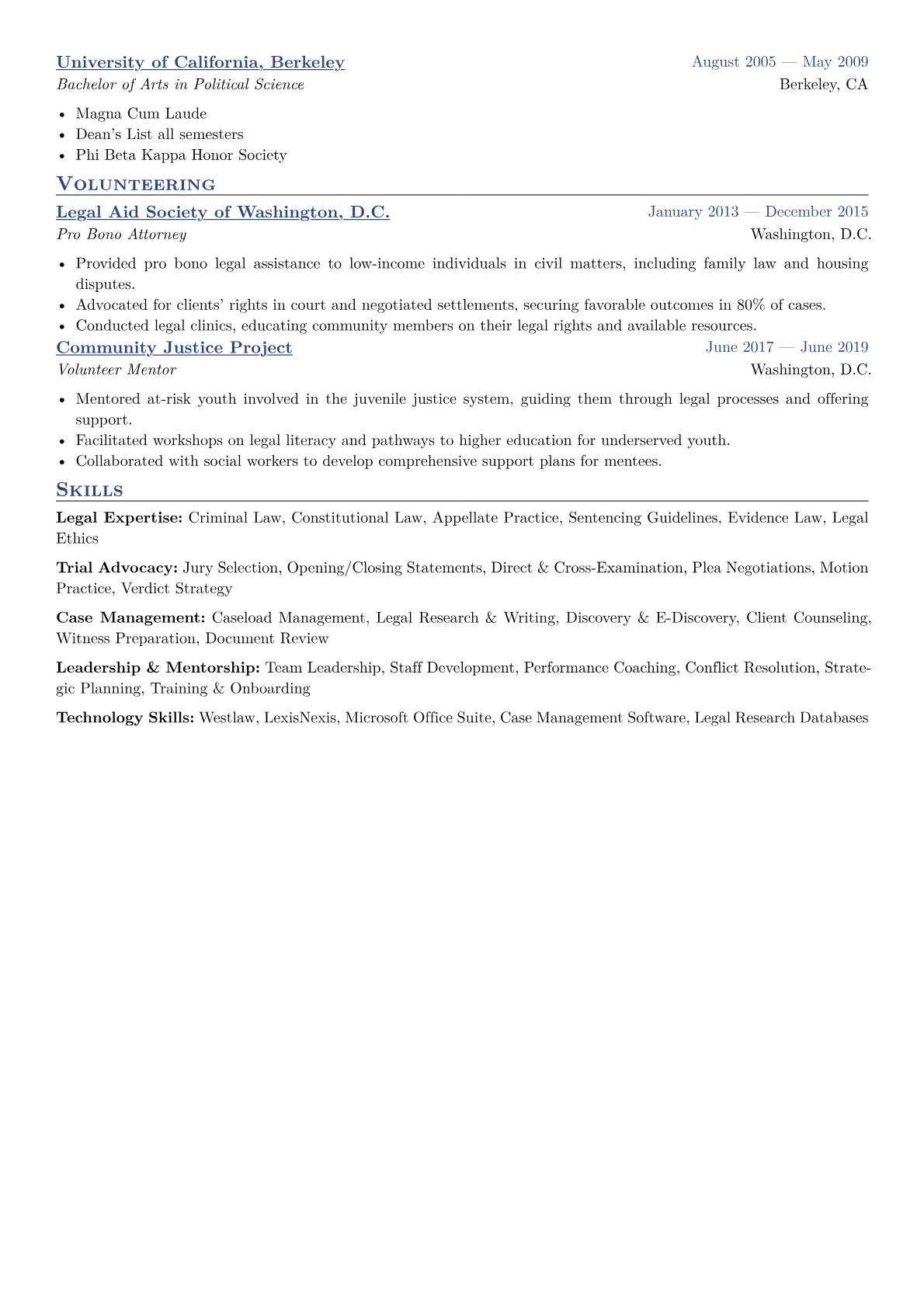Public Defender Supervisor Resume Example CV template - Page 2